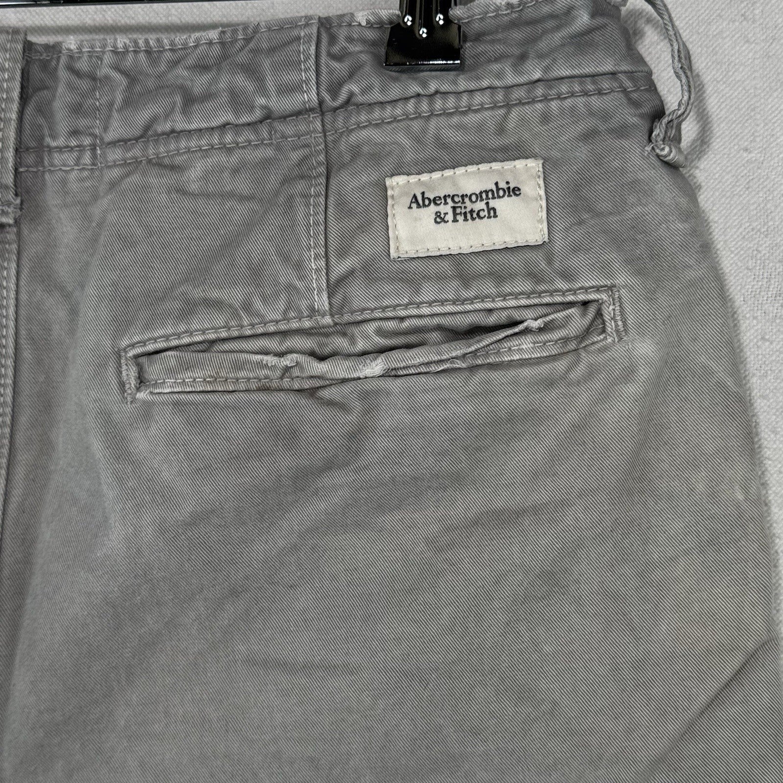 Abercrombie & Fitch Mens 15x9 Chino Shorts Gray Button Fly *Distressed