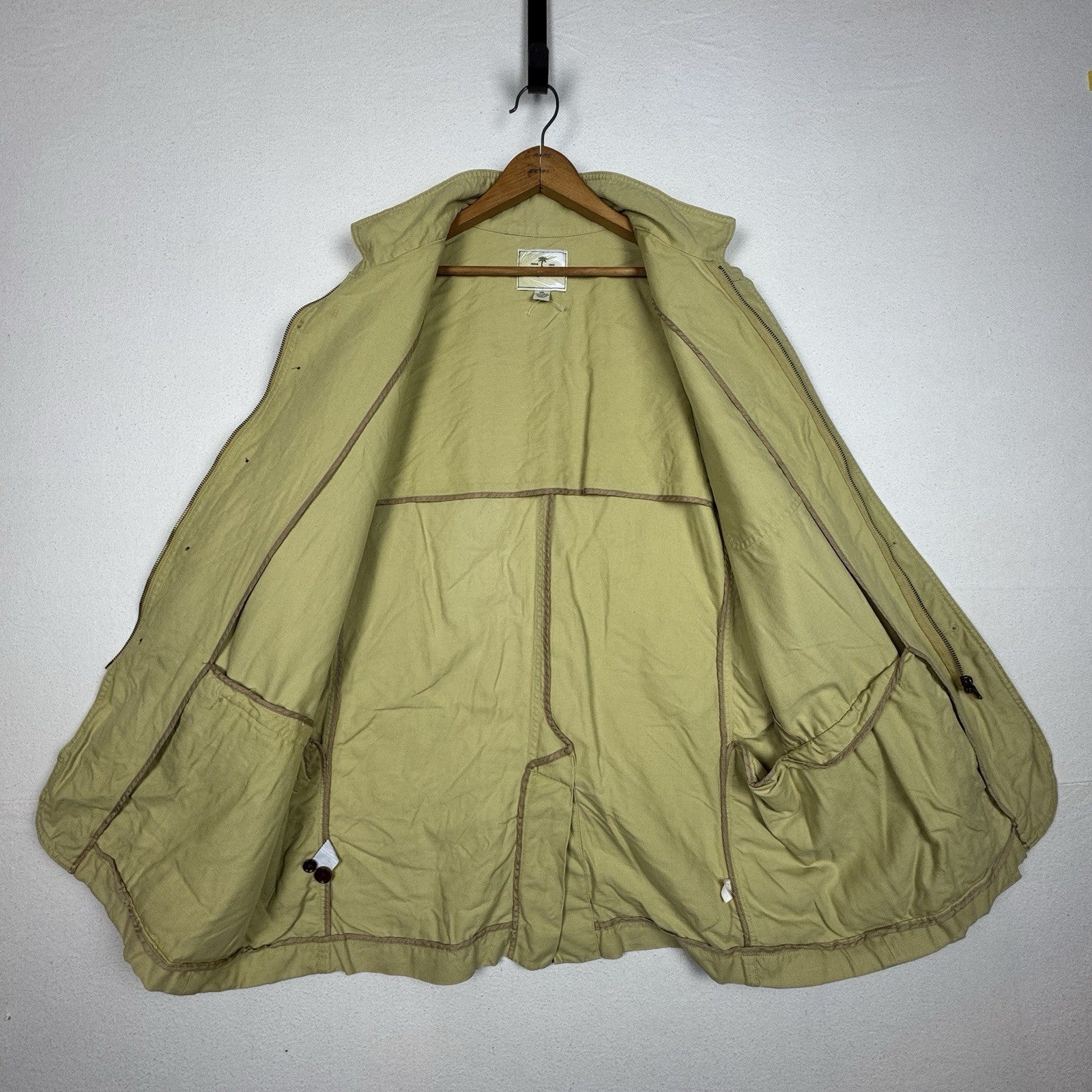 Tommy Bahama Linen Blend Jacket Adult 2XL Camel Khaki Full Zip Button Chore