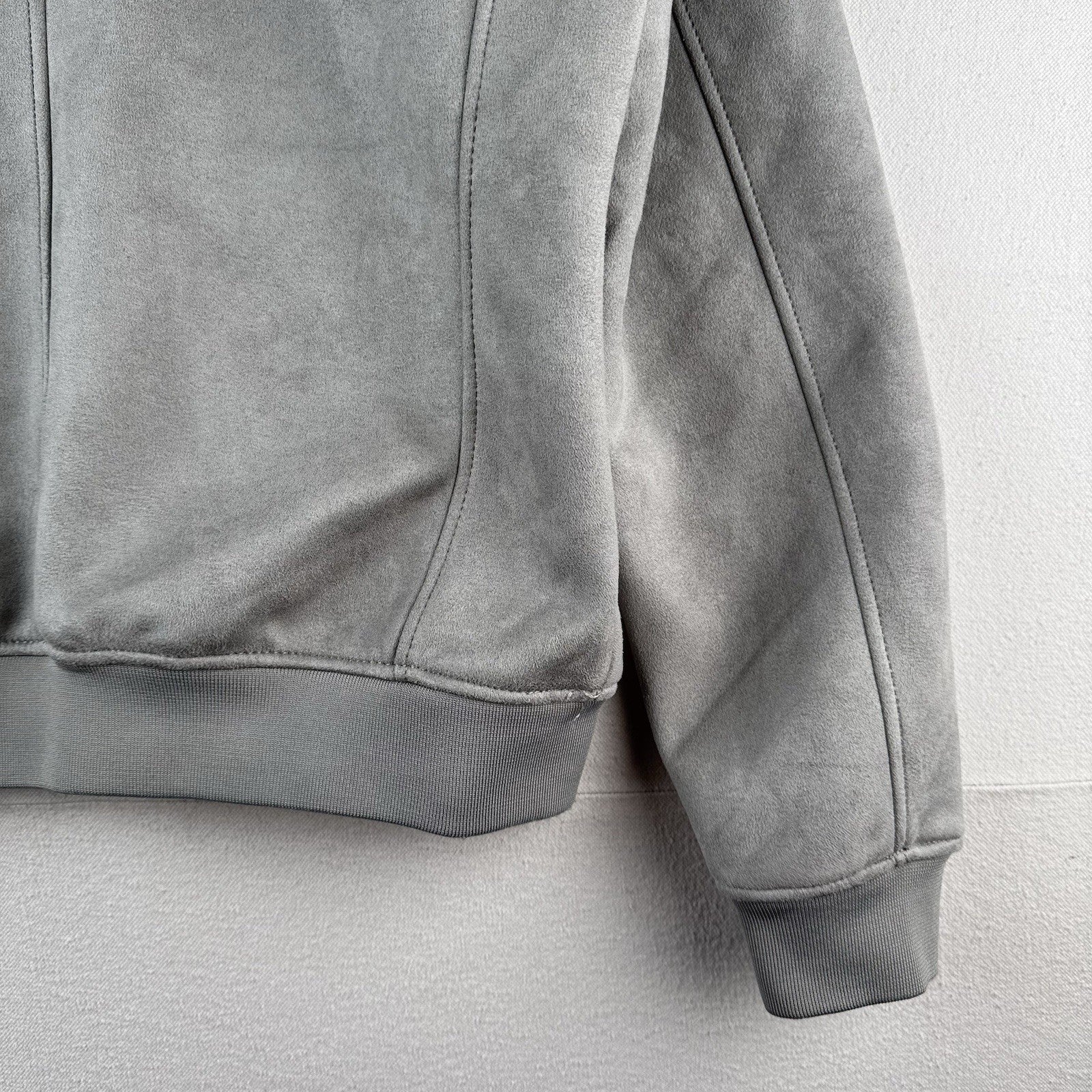Zara Faux Suede Men’s Large Zip Bomber Jacket Gray
