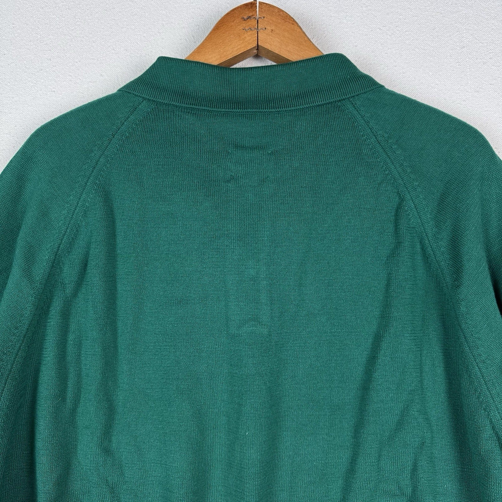 80’s Deadstock 100% Sea Island Cotton Polo Button Long Sleeve Green 2XL Made USA