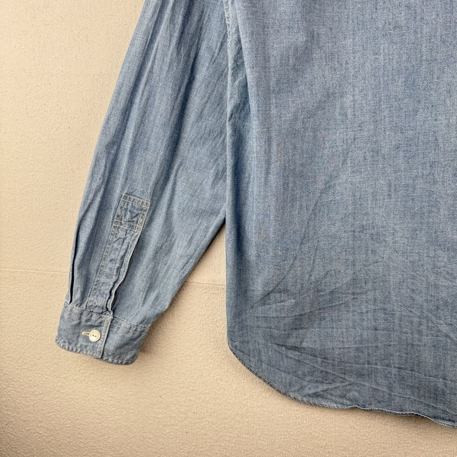 Vintage Ralph Lauren Men's XL Blue Chambray Button Down Shirt Western Workwear