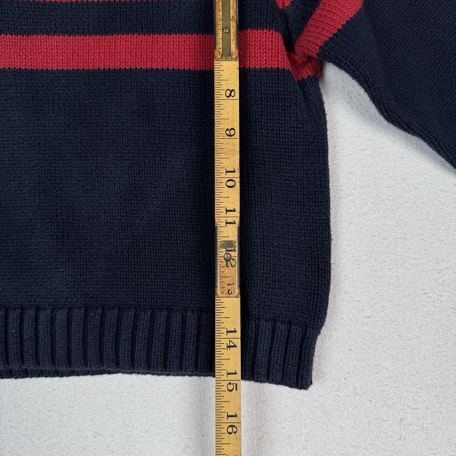 Vintage Polo Ralph Lauren Black Red Striped Pullover Crewneck Sweater Boys Sz 5