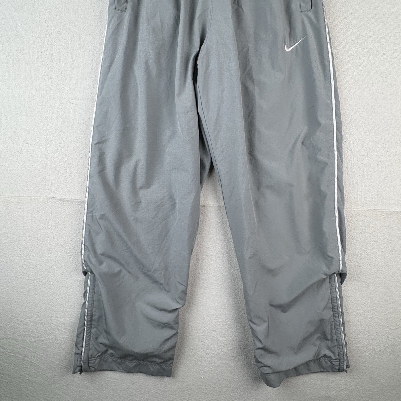 Vintage Nike Dri Fit Track Pants Mens M Gray Polyester Mesh Lined Ankle Zip