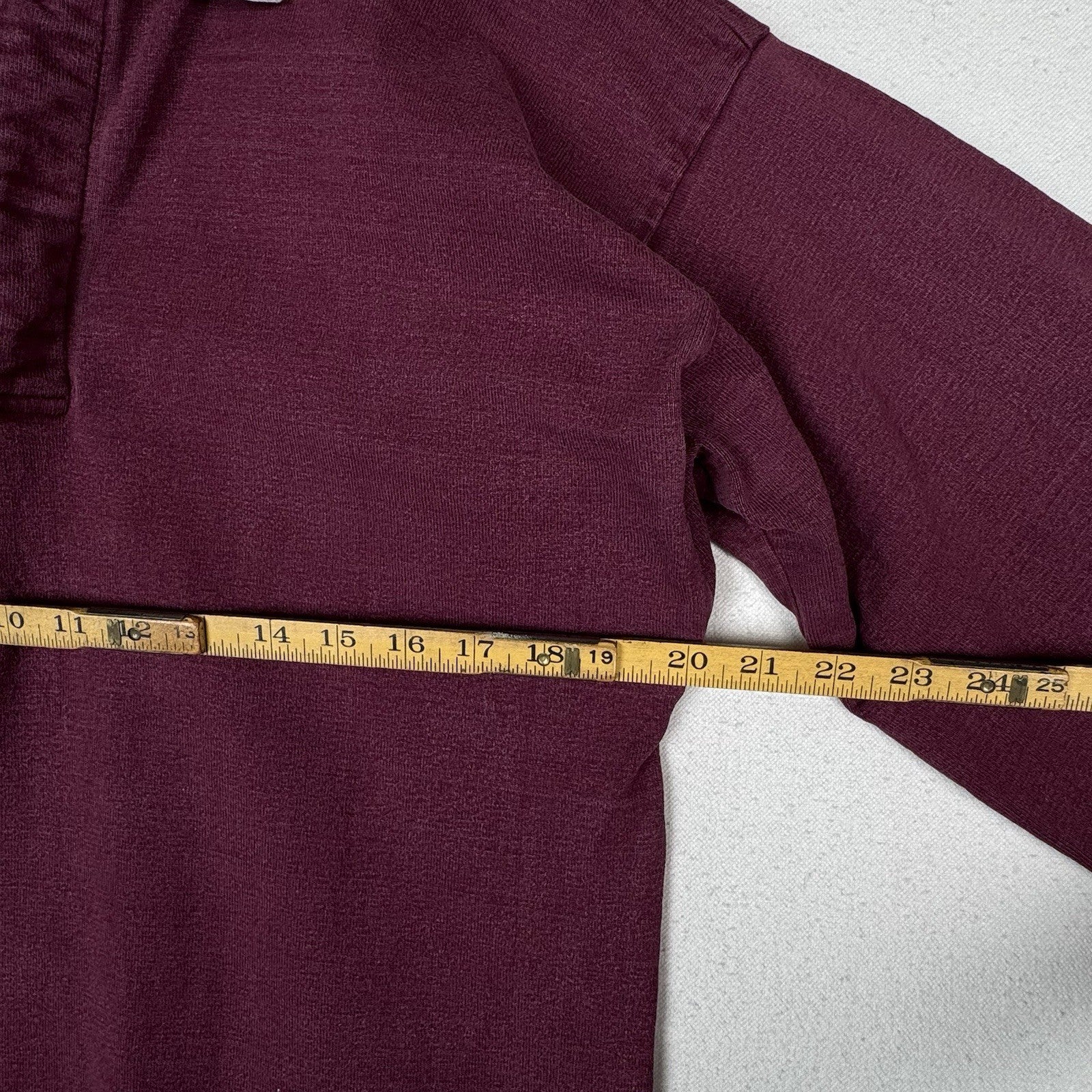 L.L. Bean Rugby Polo Shirt Mens L Large Tall Vintage Burgundy Long Sleeve
