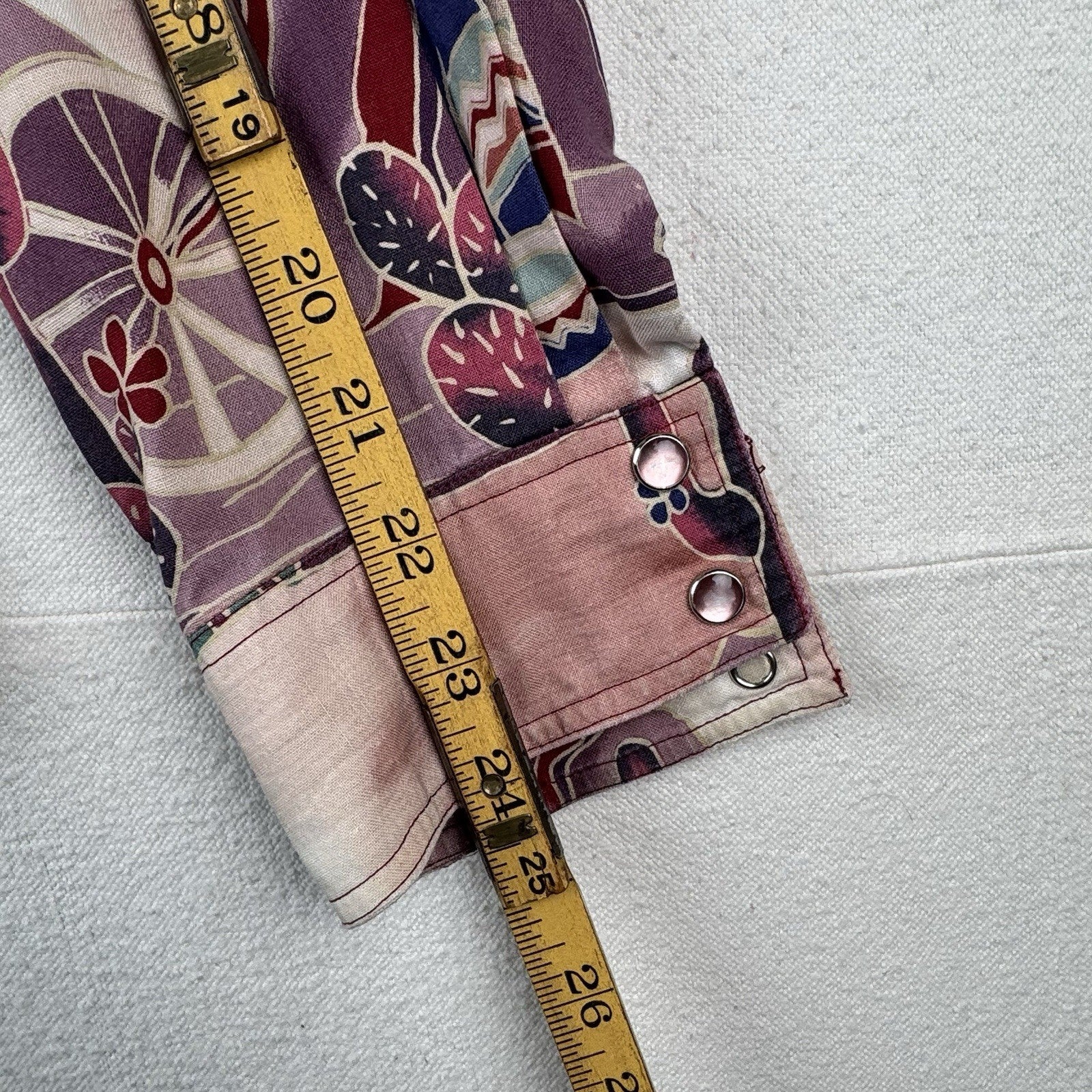 Vintage Southwestern Desert Cowboy Cactus Pearl Snap Shirt Purple Green XL 46”