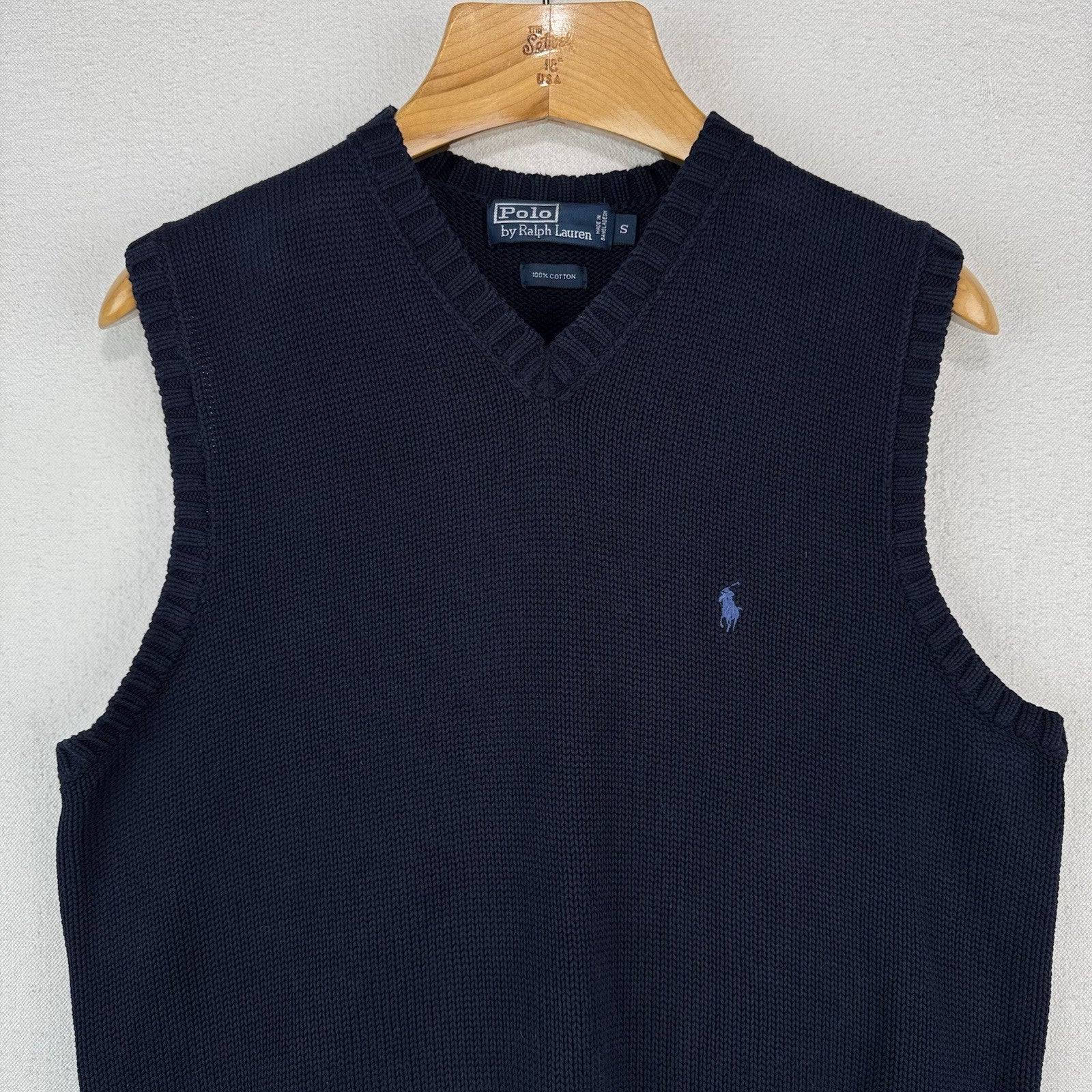 90’s Vtg Polo Ralph Lauren Sweater Vest Mens Small Blue V-Neck Blue Pony
