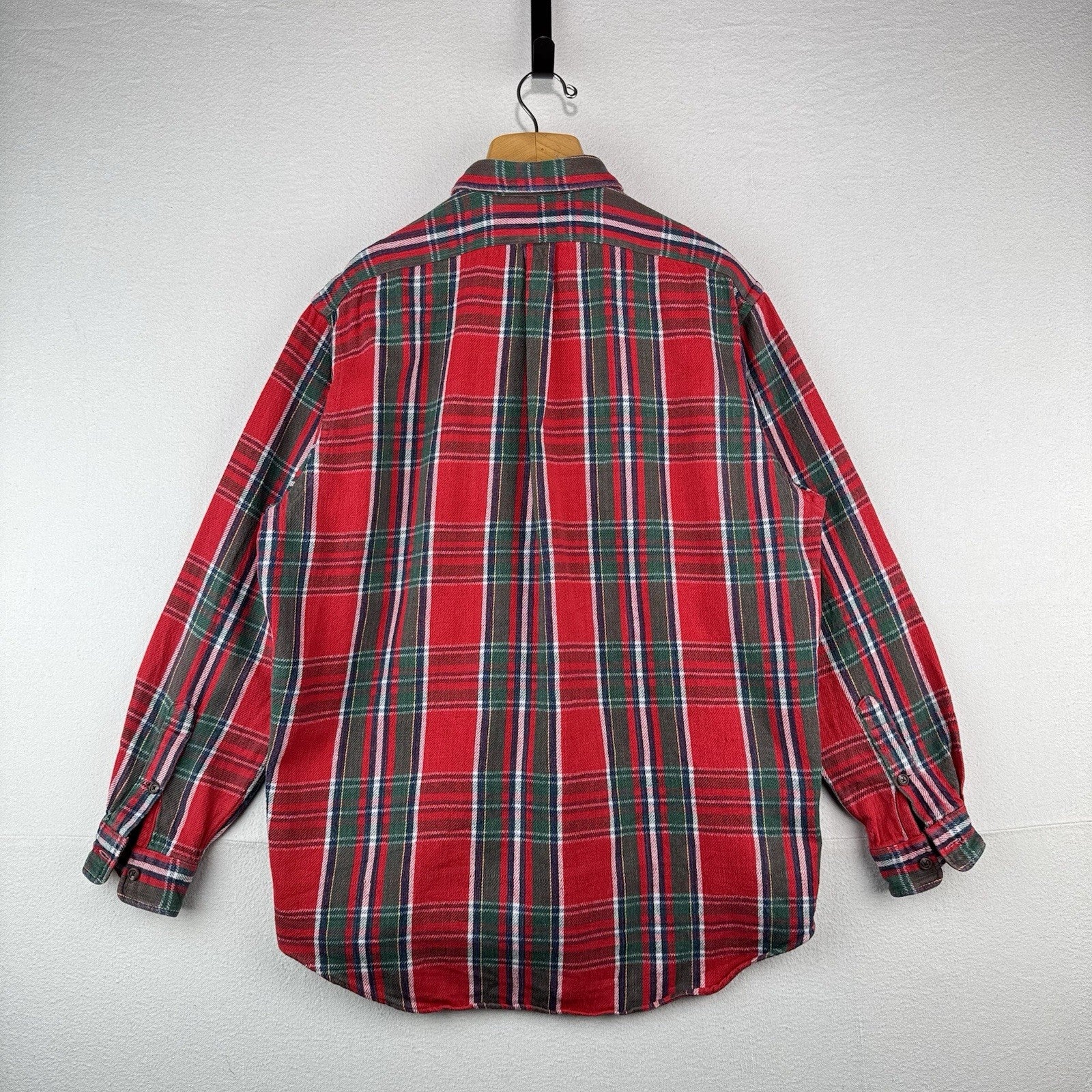 Vtg Polo Ralph Lauren Lowell Sport Red Green Button Up Heavy Flannel Shirt Large