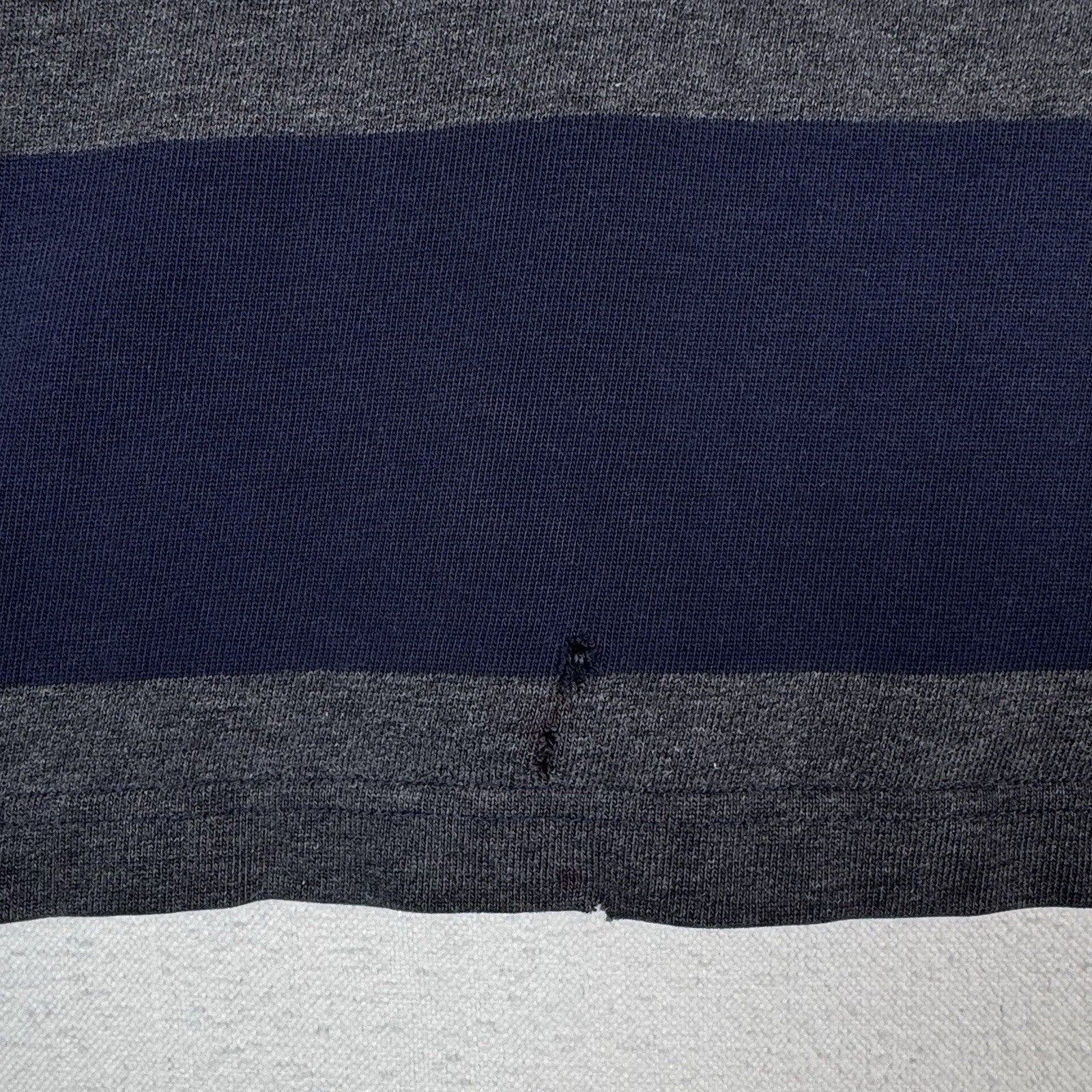 Brooks Brothers Rugby Shirt Men's Medium Blue Gray 346 Striped Polo *Distressed