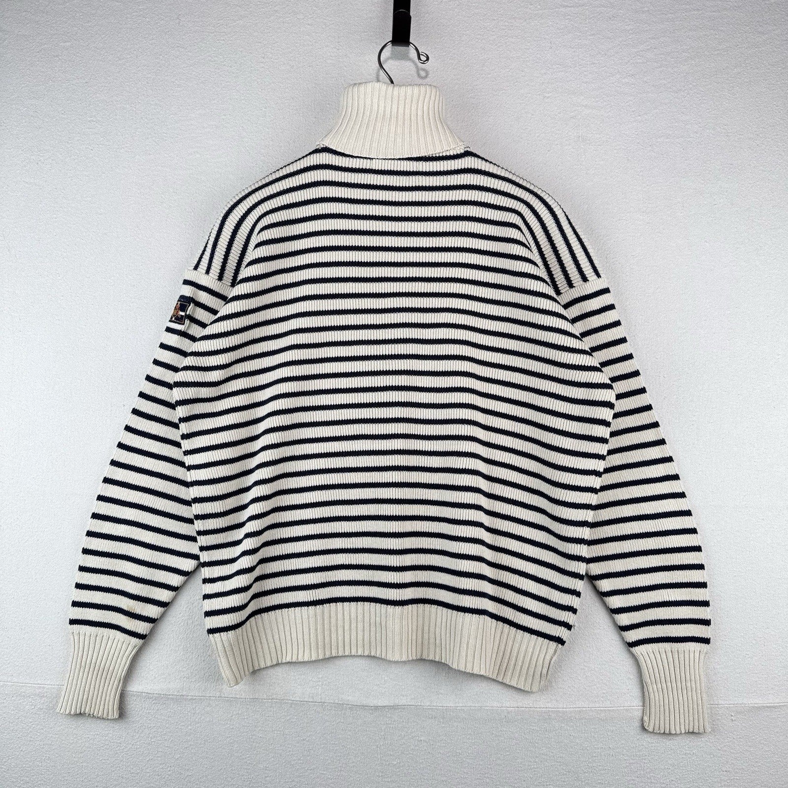 Ralph Lauren Nautical Striped Turtleneck Sweater Navy Blue White Women’s Medium