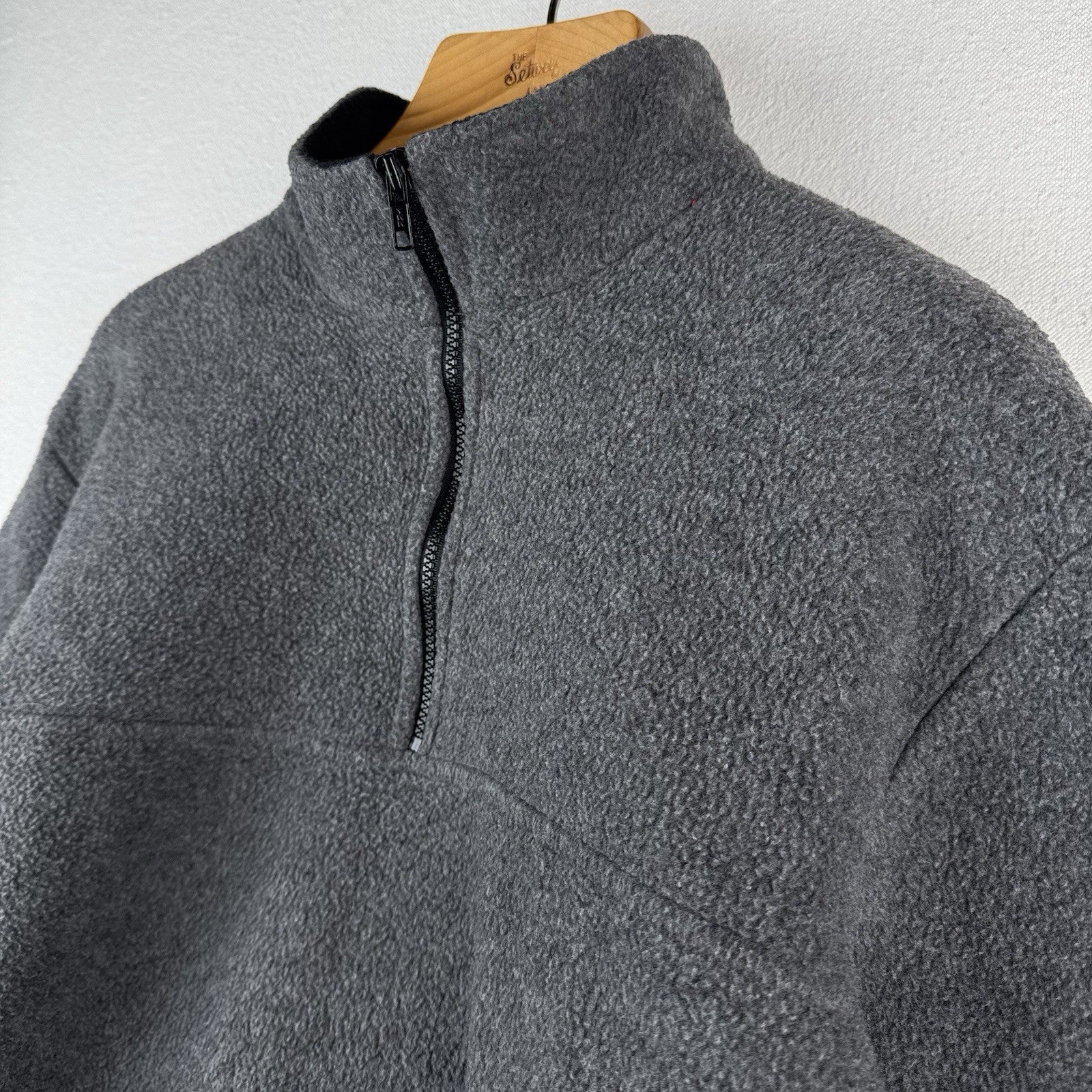 90s Vtg J.Crew Oarsman Men’s Medium 1/4 Zip Gray Fleece Pullover Made USA *Read
