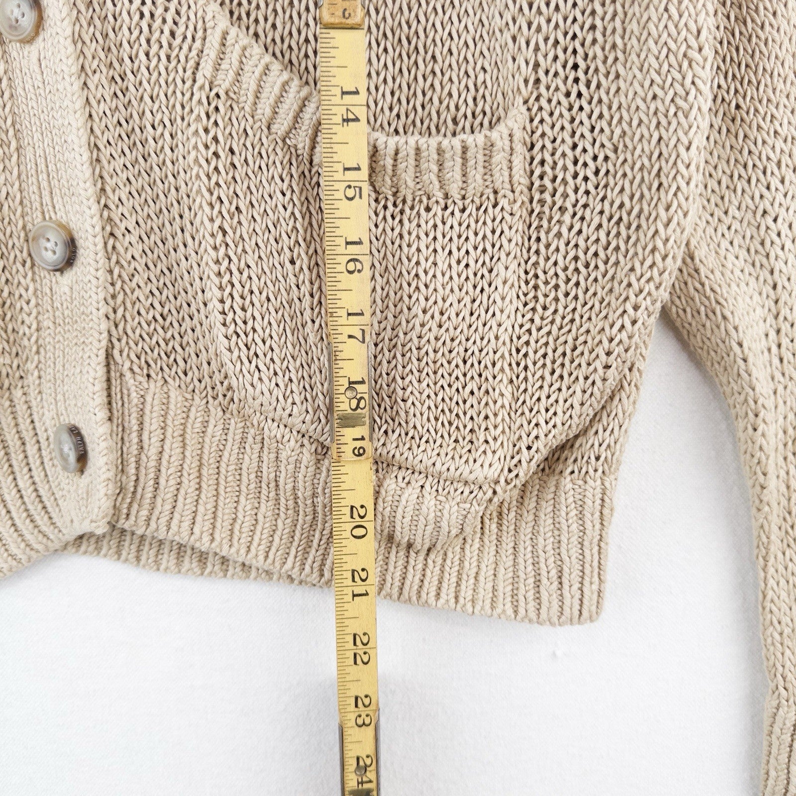 Polo Ralph Lauren Women’s S Tan Beige Linen Knit Button Front Cardigan Sweater