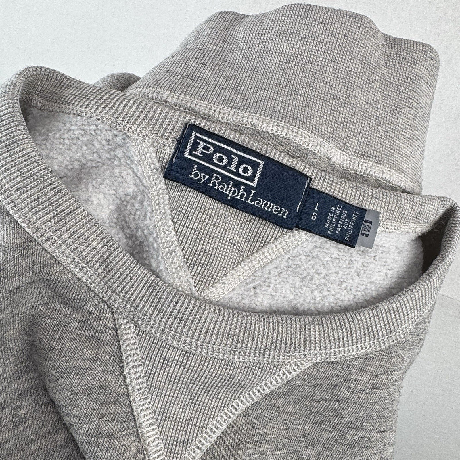 Polo Ralph Lauren Double V Men’s Large Marled Grey Sweatshirt Core Crewneck