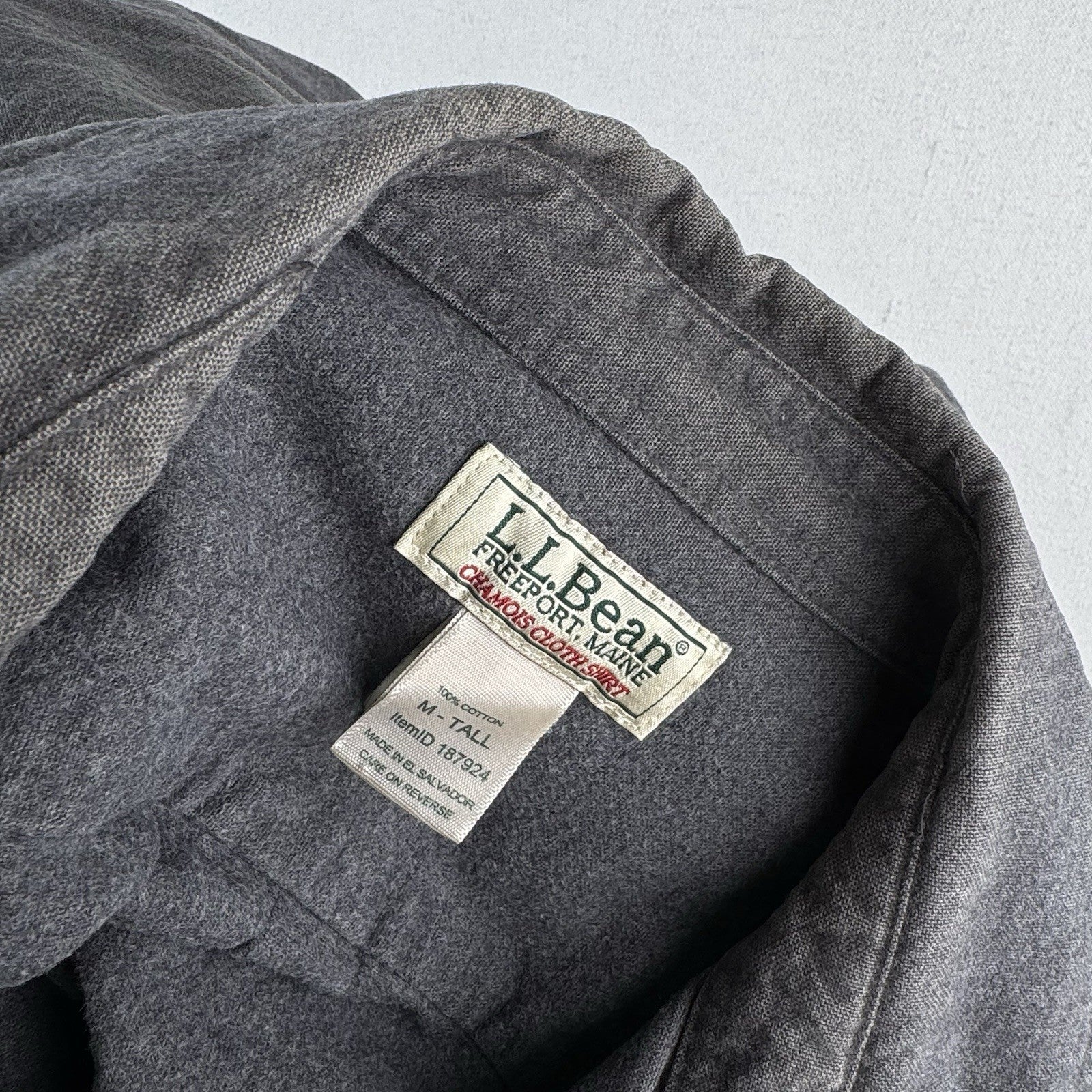 Vintage LL Bean Mens Medium Tall Chamois Flannel Shirt Gray 100% Cotton