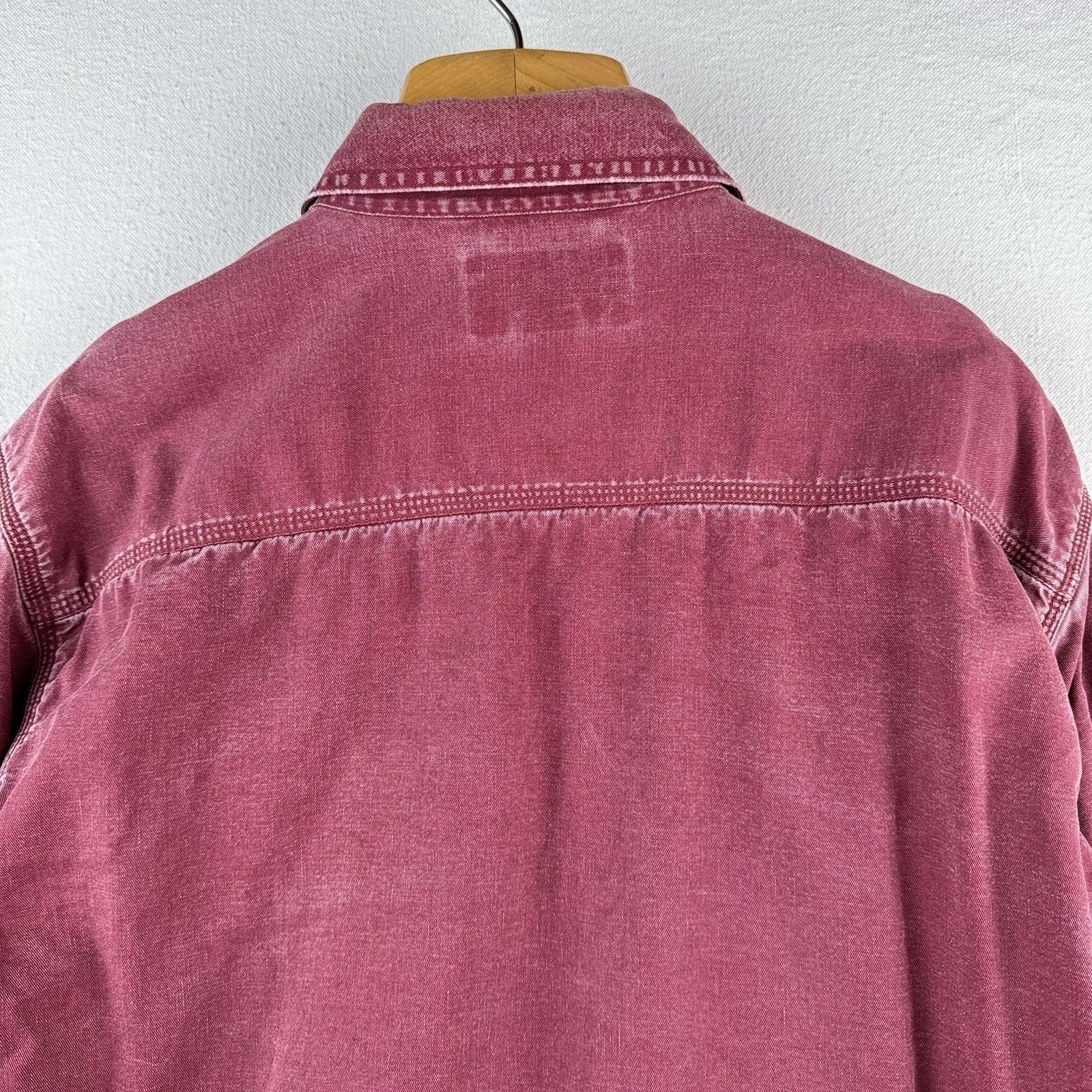 Vtg LL Bean Hurricane Shirt Mens Large Wine Red Plaid Flannel Lined Distressed