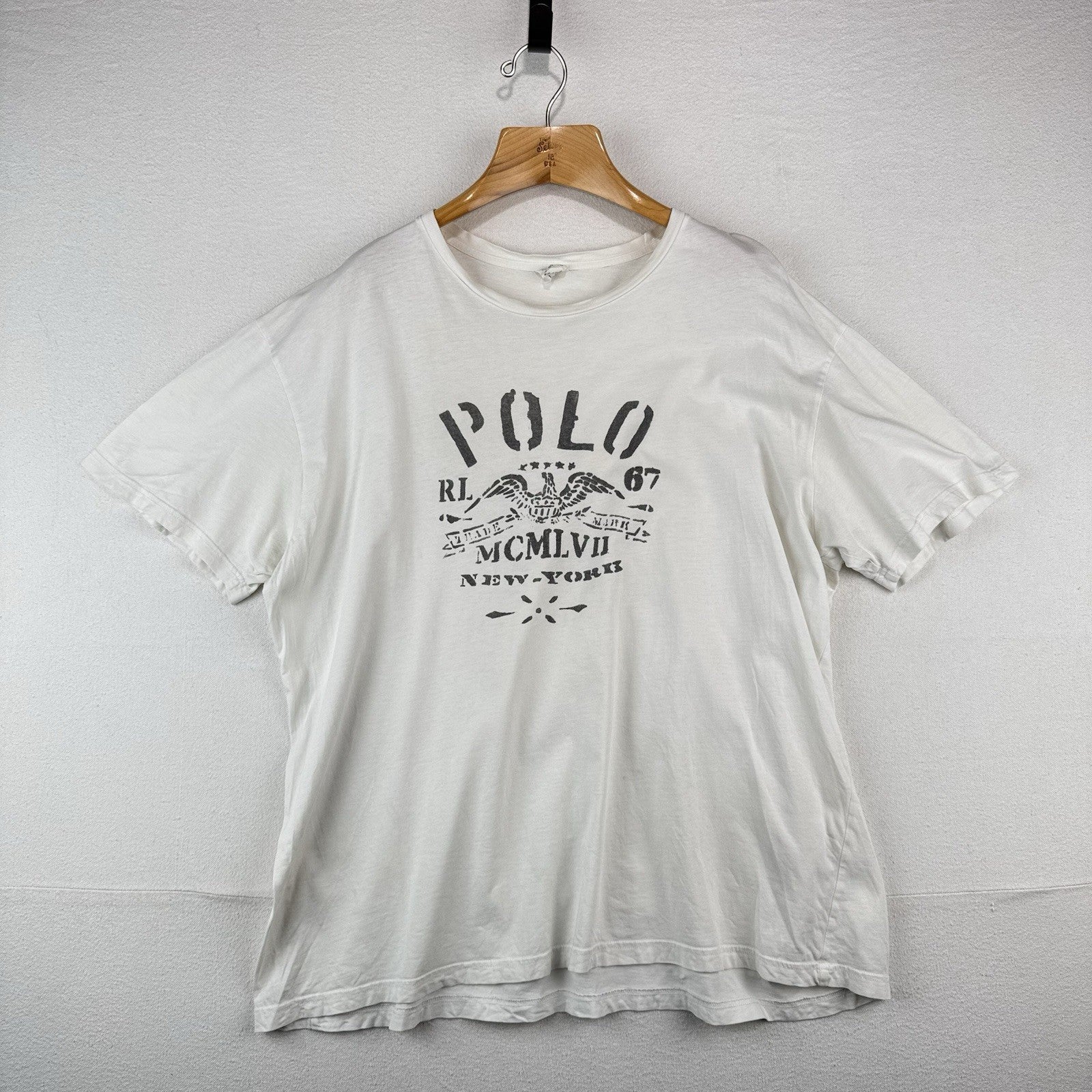 Polo Ralph Lauren Stencil Eagle RL 67 Graphic T Shirt Men XL White