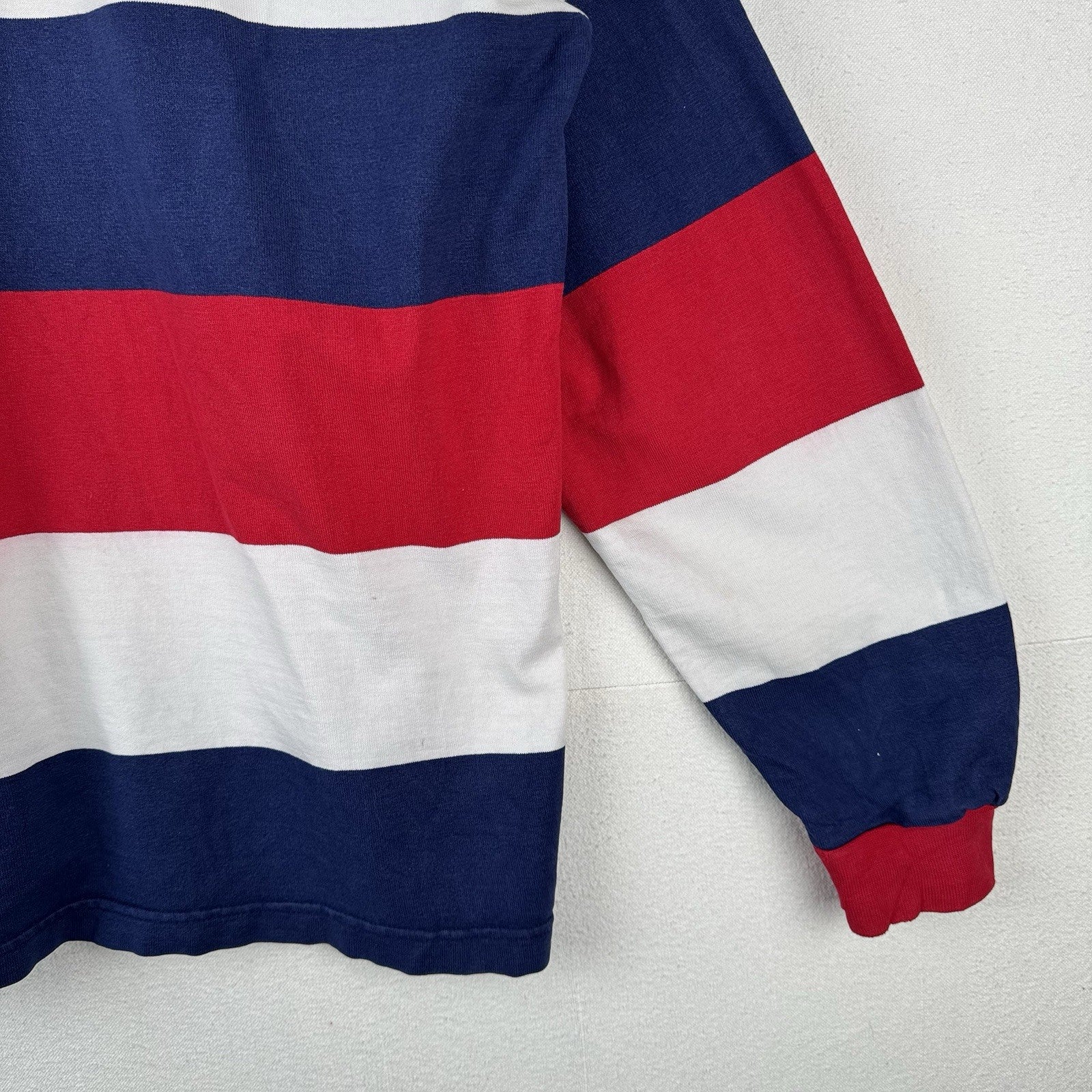 90’s Vtg Lands End USA Rugby Football Union Stripe Shirt Mens XL Made USA *Read