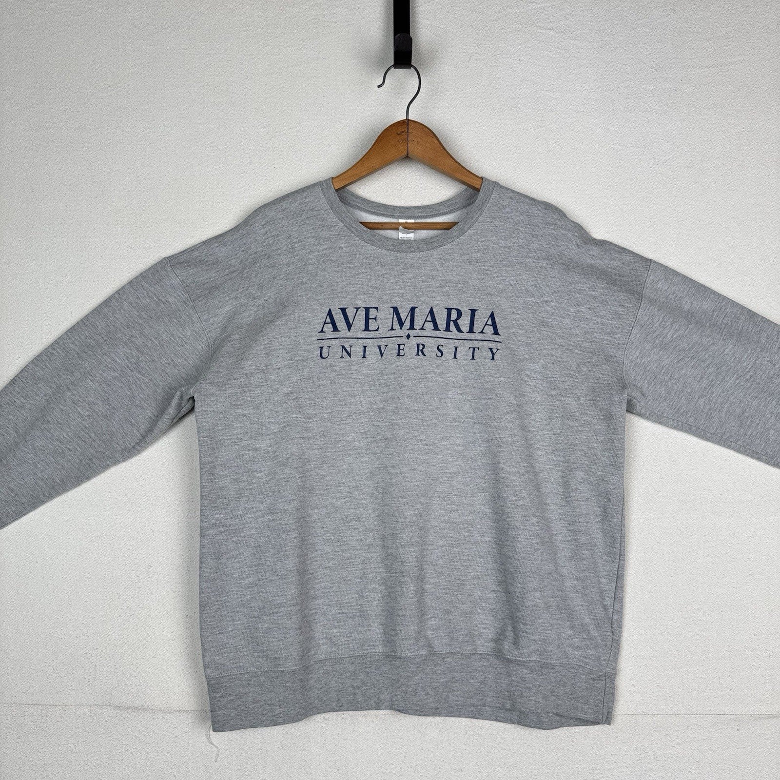 Ave Maria University NCAA Crewneck Sweatshirt Gray L Large Tultex Tag