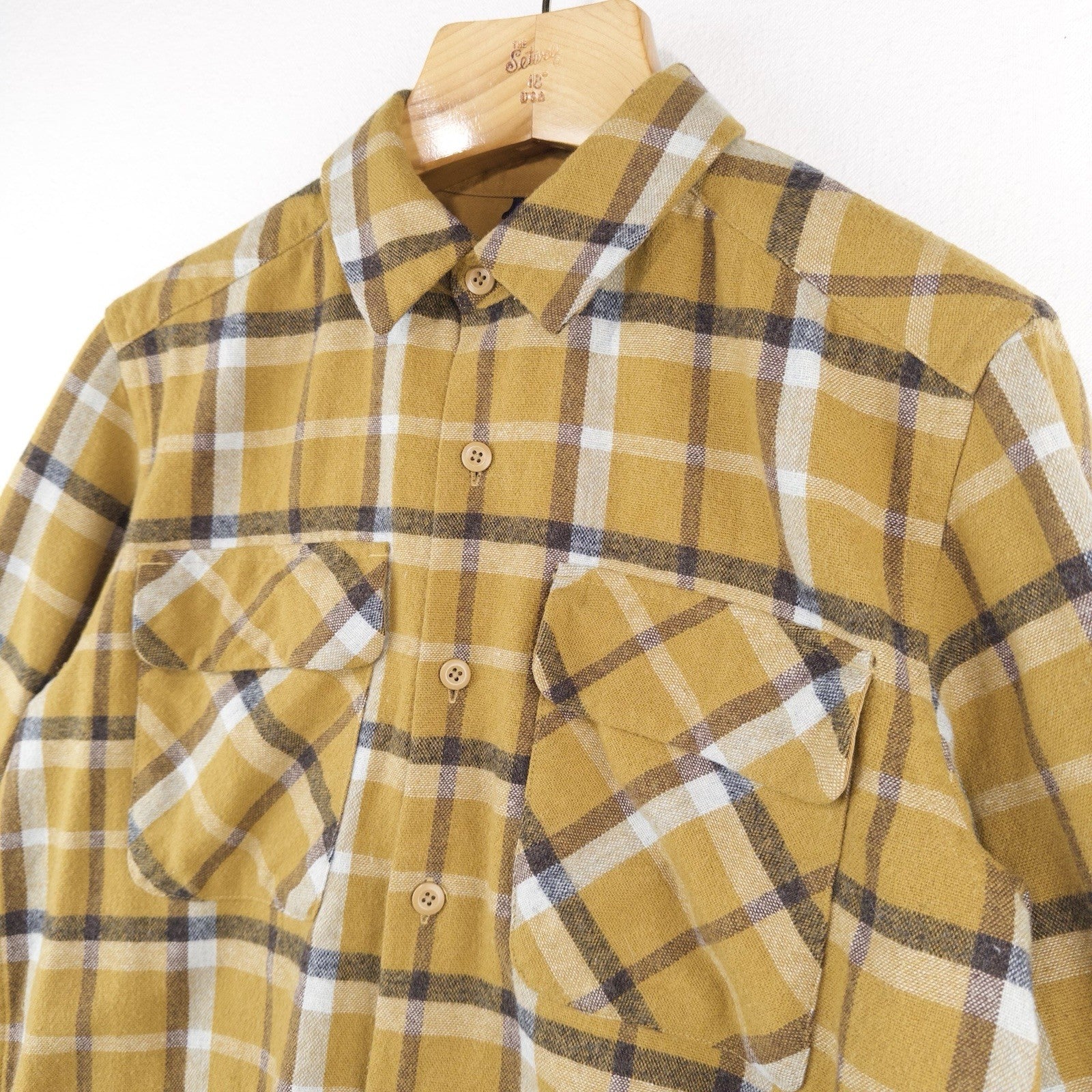 Patagonia Fjord Flannel Shirt Men's Medium Organic Cotton Yellow Plaid Button Up