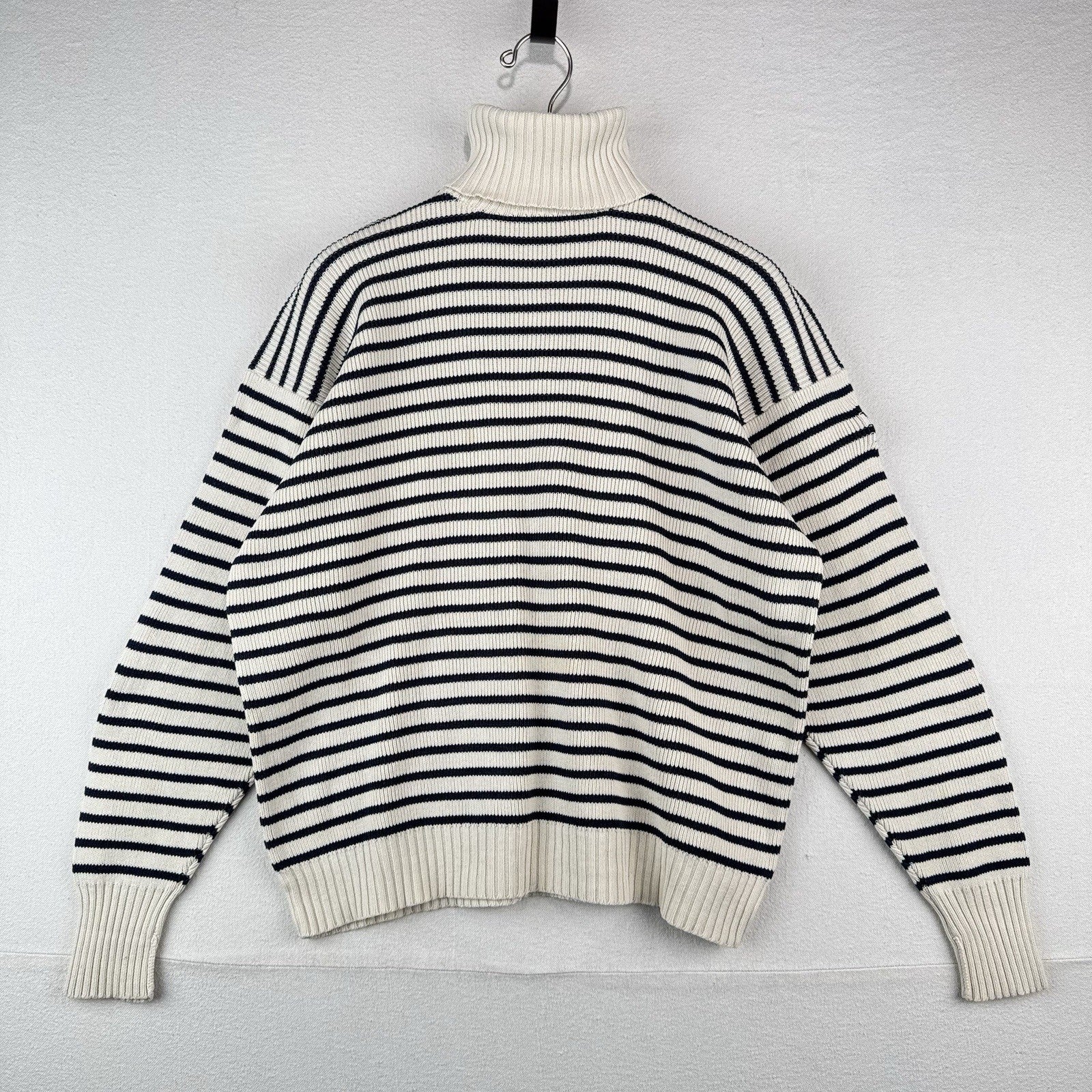 Ralph Lauren Nautical Striped Turtleneck Sweater Navy Blue White Women’s Medium