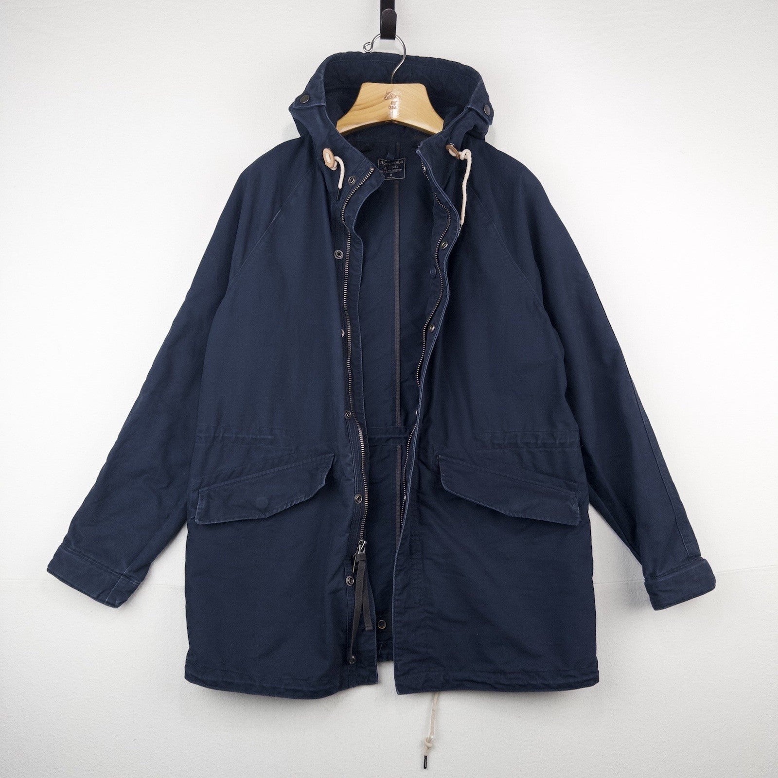 Vintage Abercrombie Fitch Hooded Utility Field Jacket Men’s M Blue Full Zip