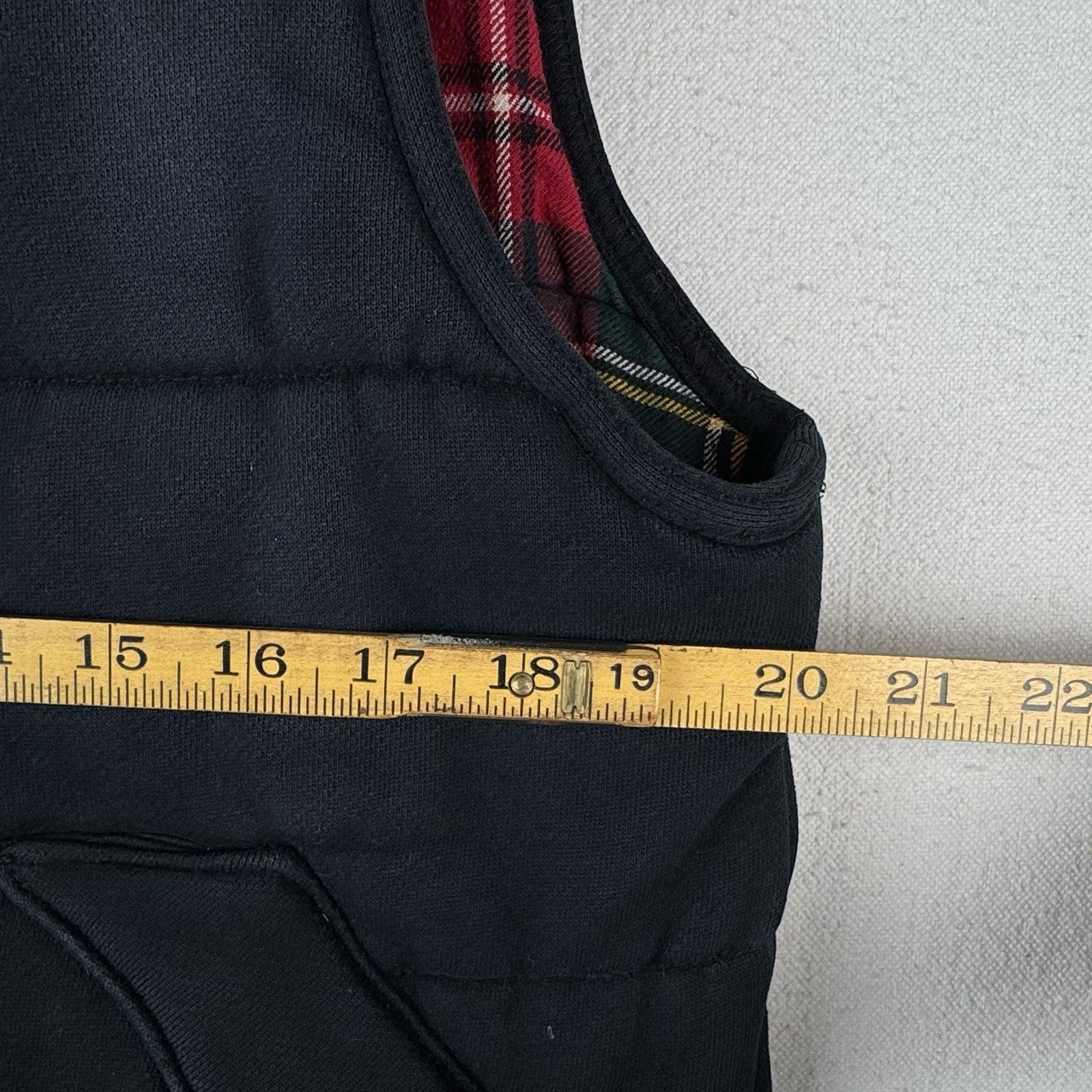 Vtg Polo Ralph Lauren Men M Black Quilted Puffer Vest Flannel Lining *Distressed