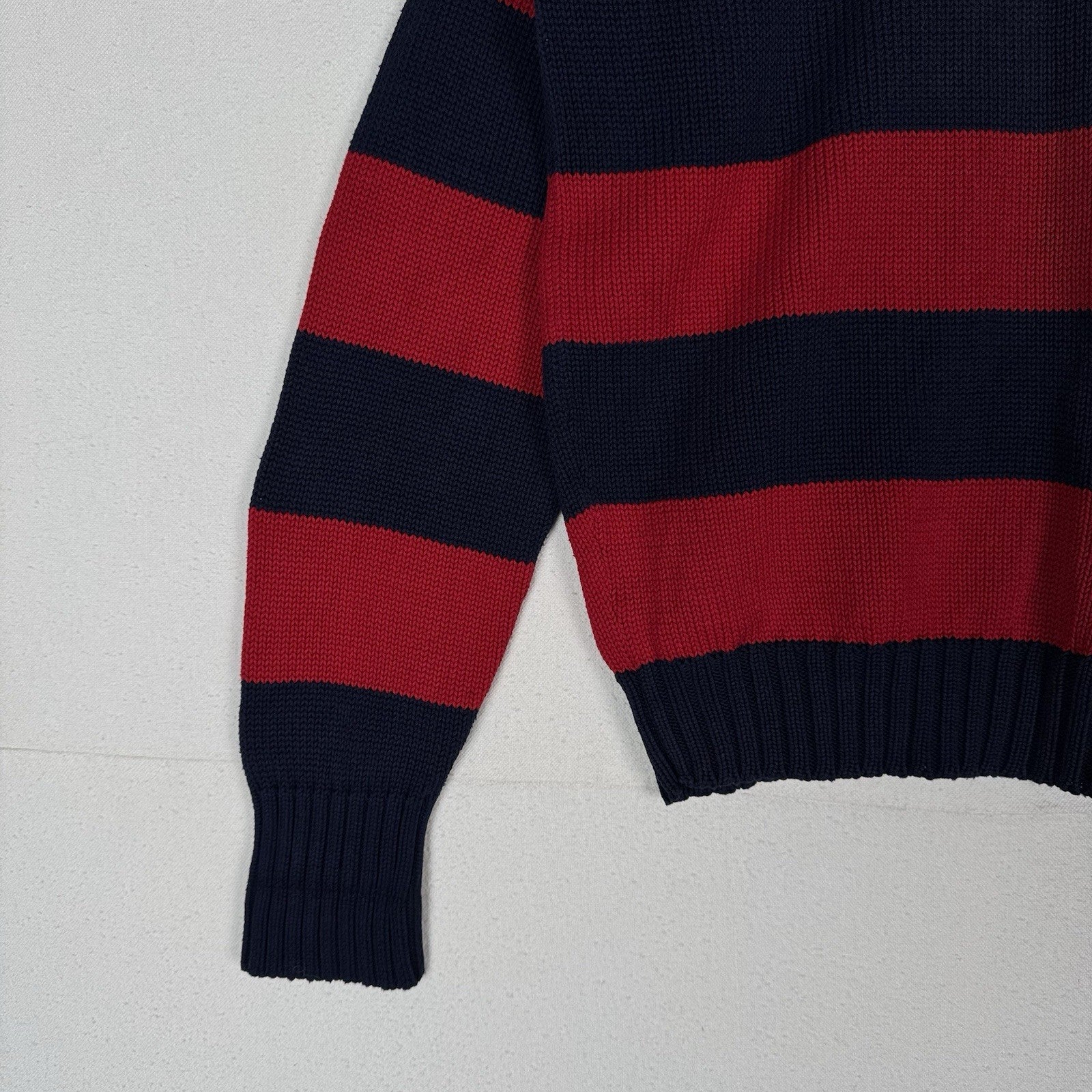 90’s Vtg Polo Ralph Lauren Knit Sweater Men’s M Red Navy Blue Color Block *Read