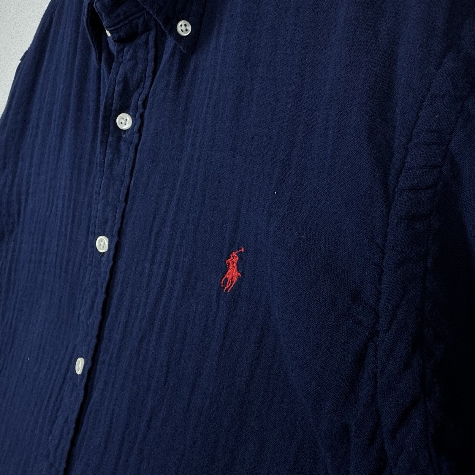 Polo Ralph Lauren Men's Double Layered Blue Button Front Oxford Shirt XXL