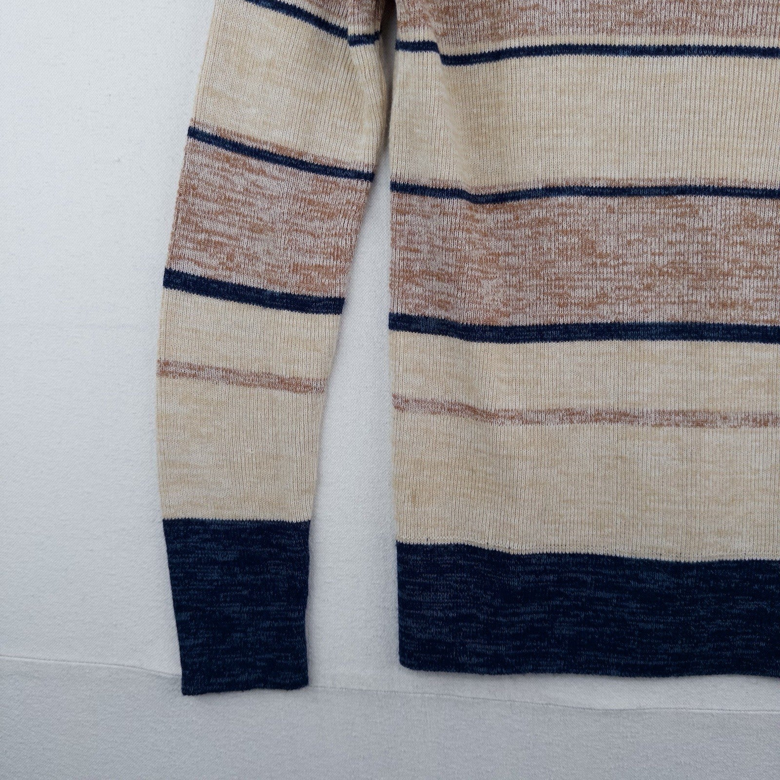 70’s Vtg Columbiaknit Johnny Collar V Neck Sweater Mens Medium Cream Blue Stripe