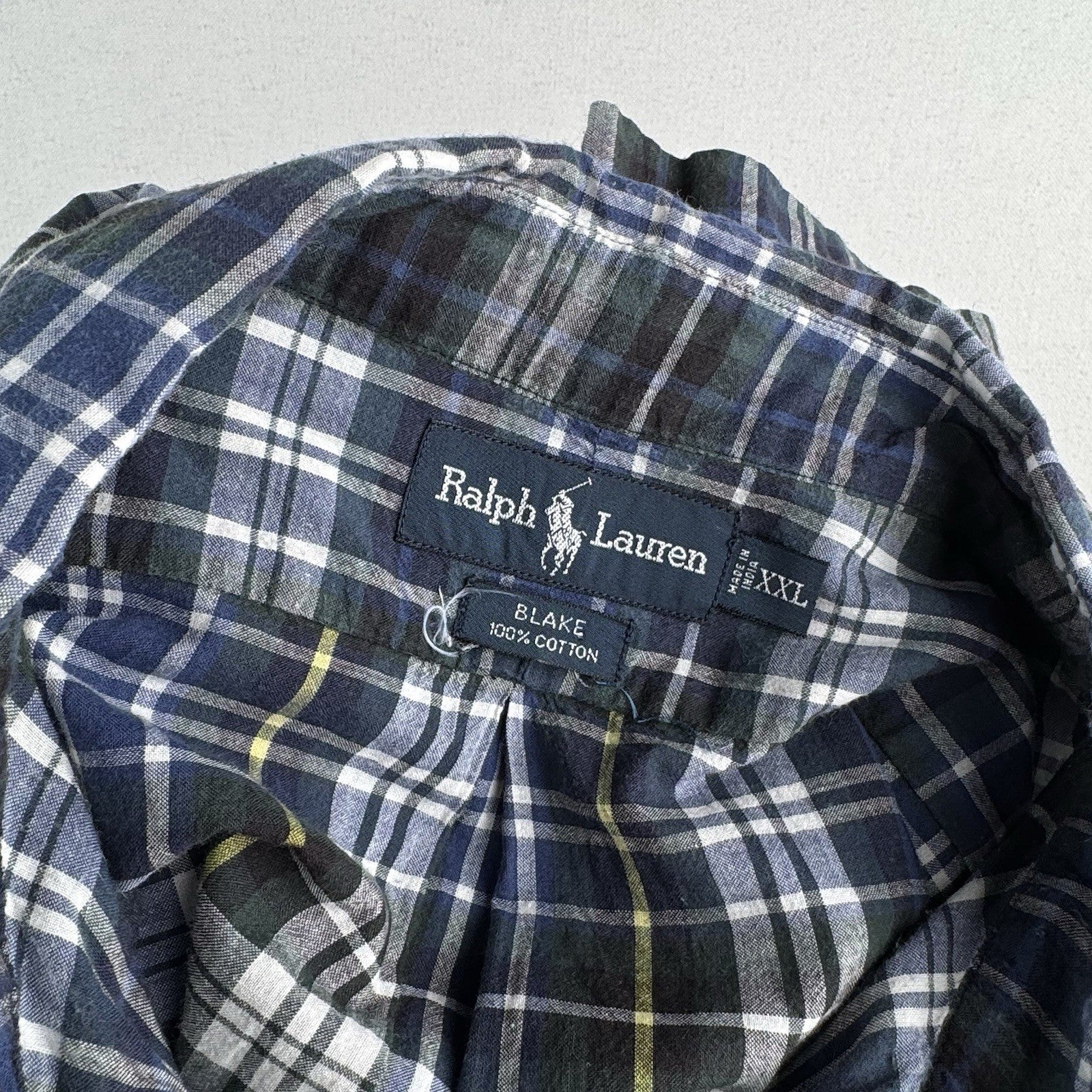 Ralph Lauren Mens 2XL Blake Short Sleeve Tartan Plaid Polo Button Down Shirt