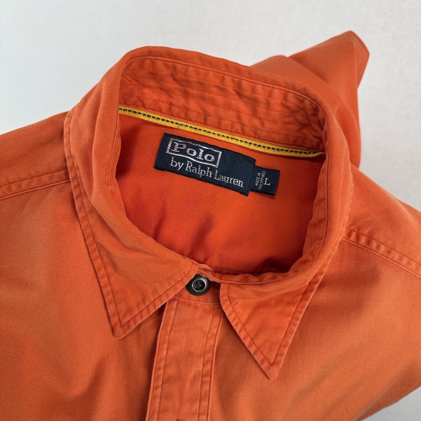Polo Ralph Lauren Sunfaded Safari Shirt Men's L Orange Long Sleeve Button Up