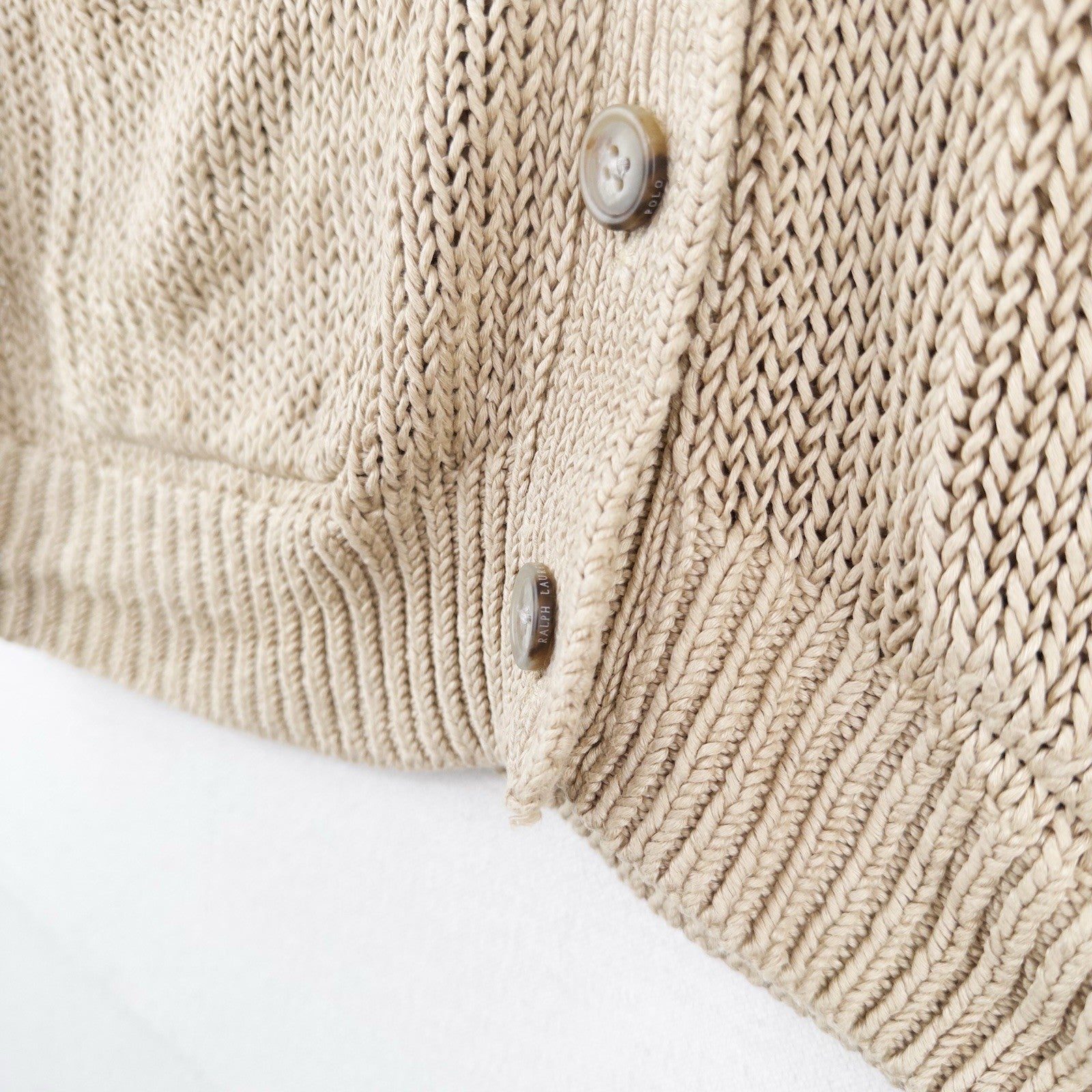 Polo Ralph Lauren Women’s S Tan Beige Linen Knit Button Front Cardigan Sweater