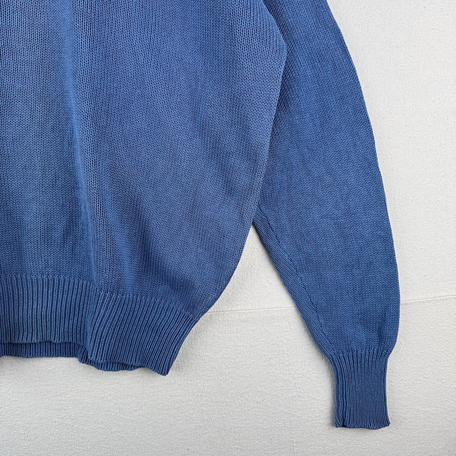 90s Vtg Polo Ralph Lauren Men’s L Cookie Sweater Patch Embroidered Raglan Blue