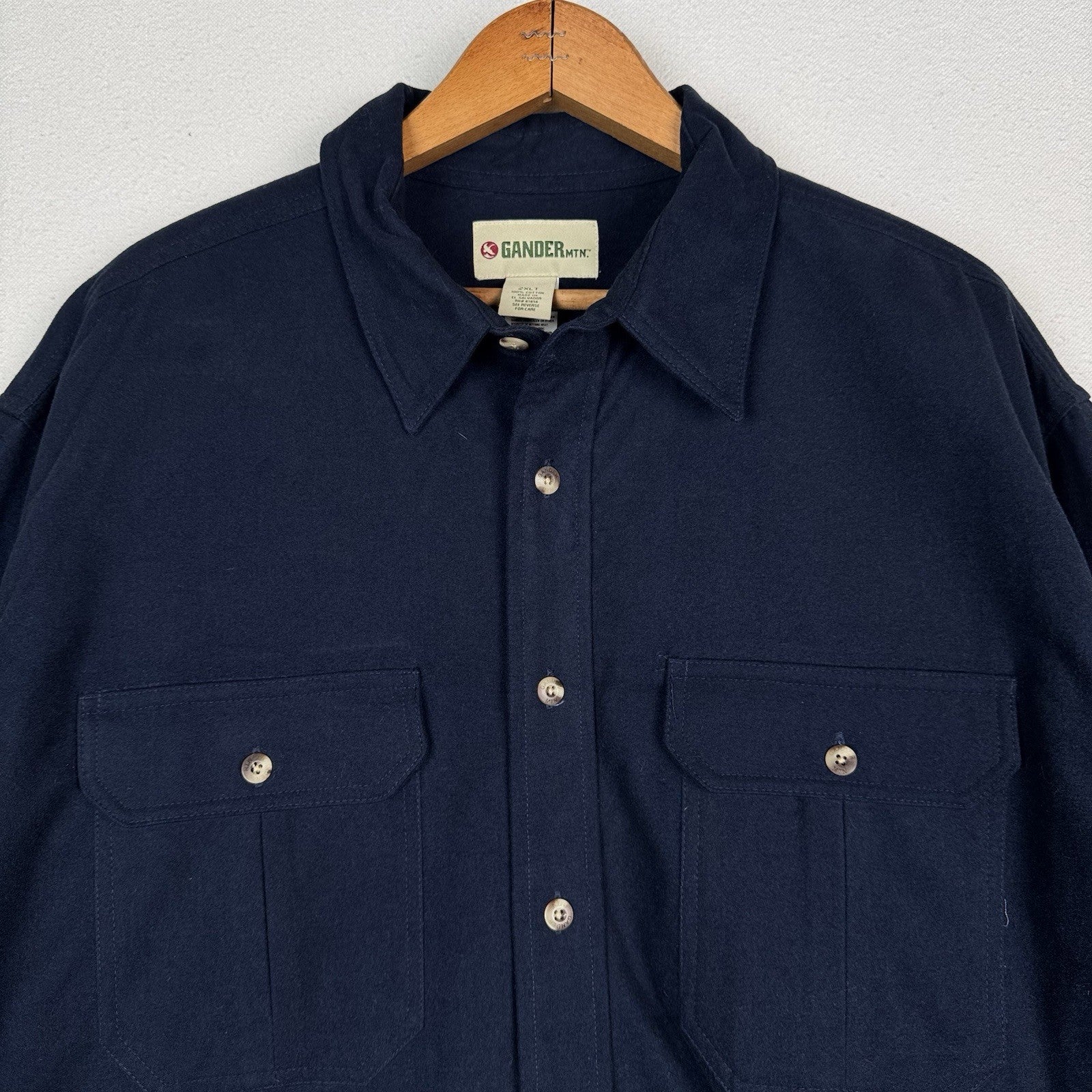 Gander Mountain Flannel Shirt Men’s Chamois Heavyweight Navy Blue 2XLT Tall