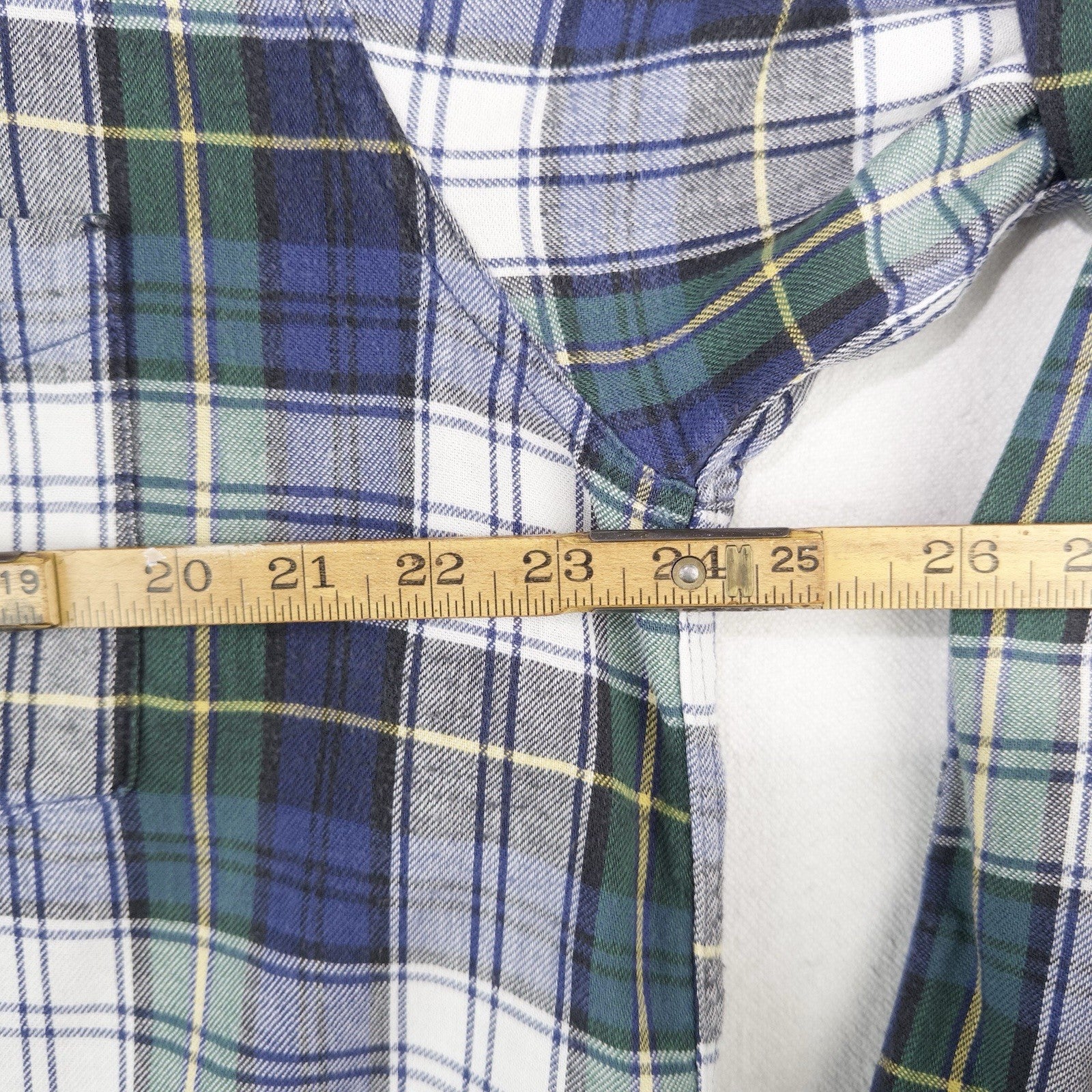 80’s Vtg LL Bean Mens XL Blue Green Scotch Plaid Flannel Shirt USA *Distressed