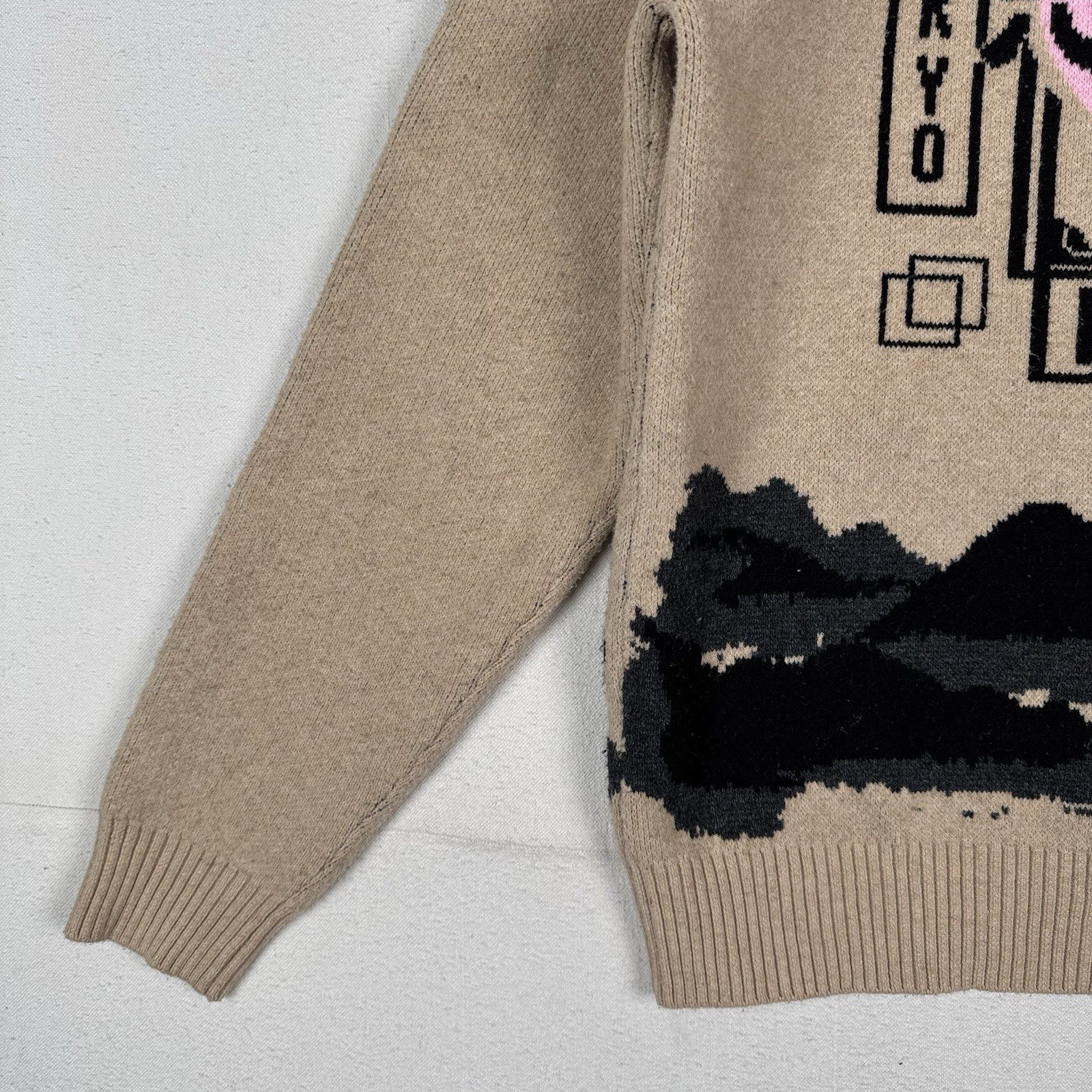 RGSTR Humanity Cherry Blossom Men’s Large Sweater Tokyo Kyoto Japan Osaka Cream