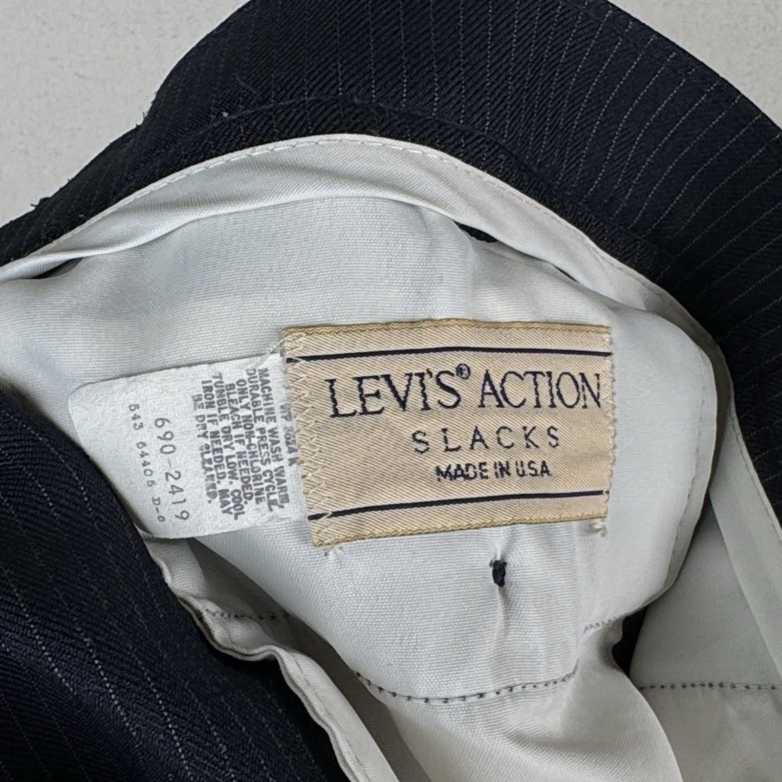 Vintage 70's 80's Levi’s Action Slacks Blue Pinstripe Men’s Fits 38X31 Made USA