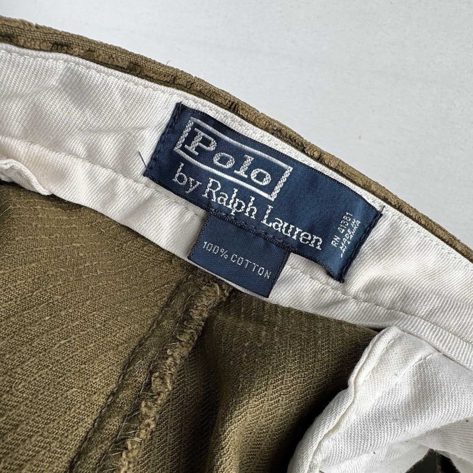 90’s Vtg Polo Ralph Lauren Mens Fits 32x30 Brown Corduroy Flat Front Chino Pants