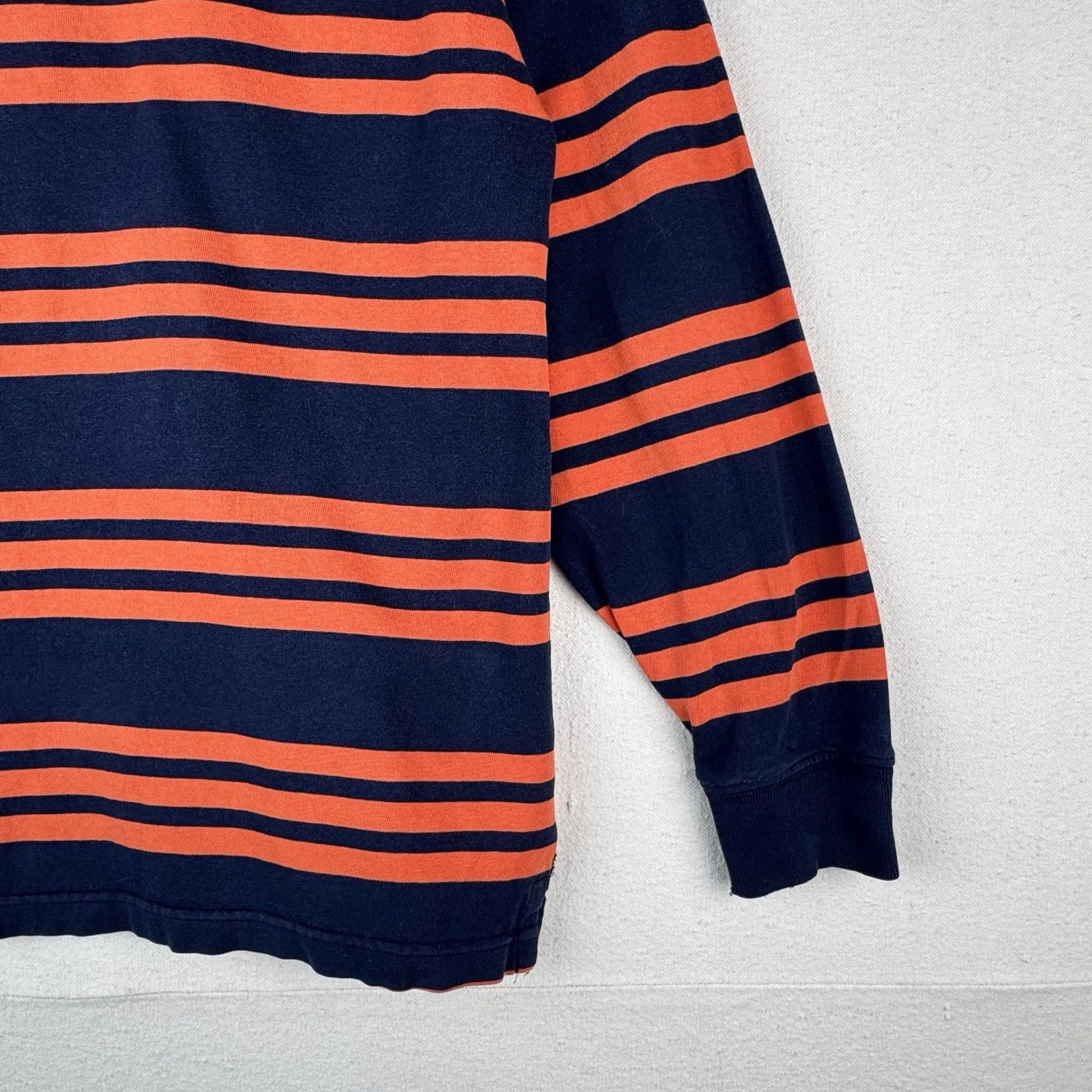 90’s Vtg Ralph Lauren Polo Sport Women’s Medium Orange Blue Stripe Shirt 17”