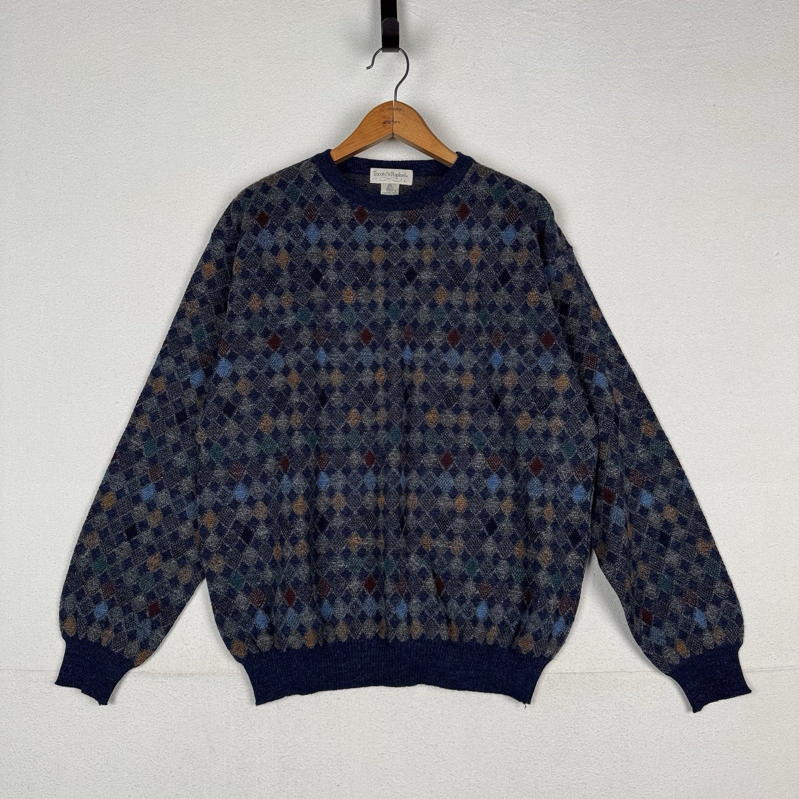 Vintage 80s Tricots St. Raphael Merino New Wool Sweater Men’s L Multicolor Knit