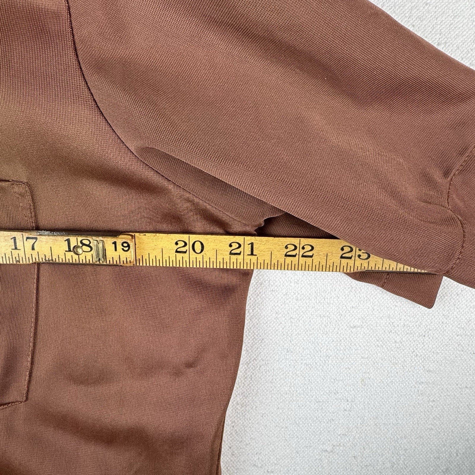 70’s Vintage Bradford Mens Medium Brown Nylon Dagger Collar Shirt