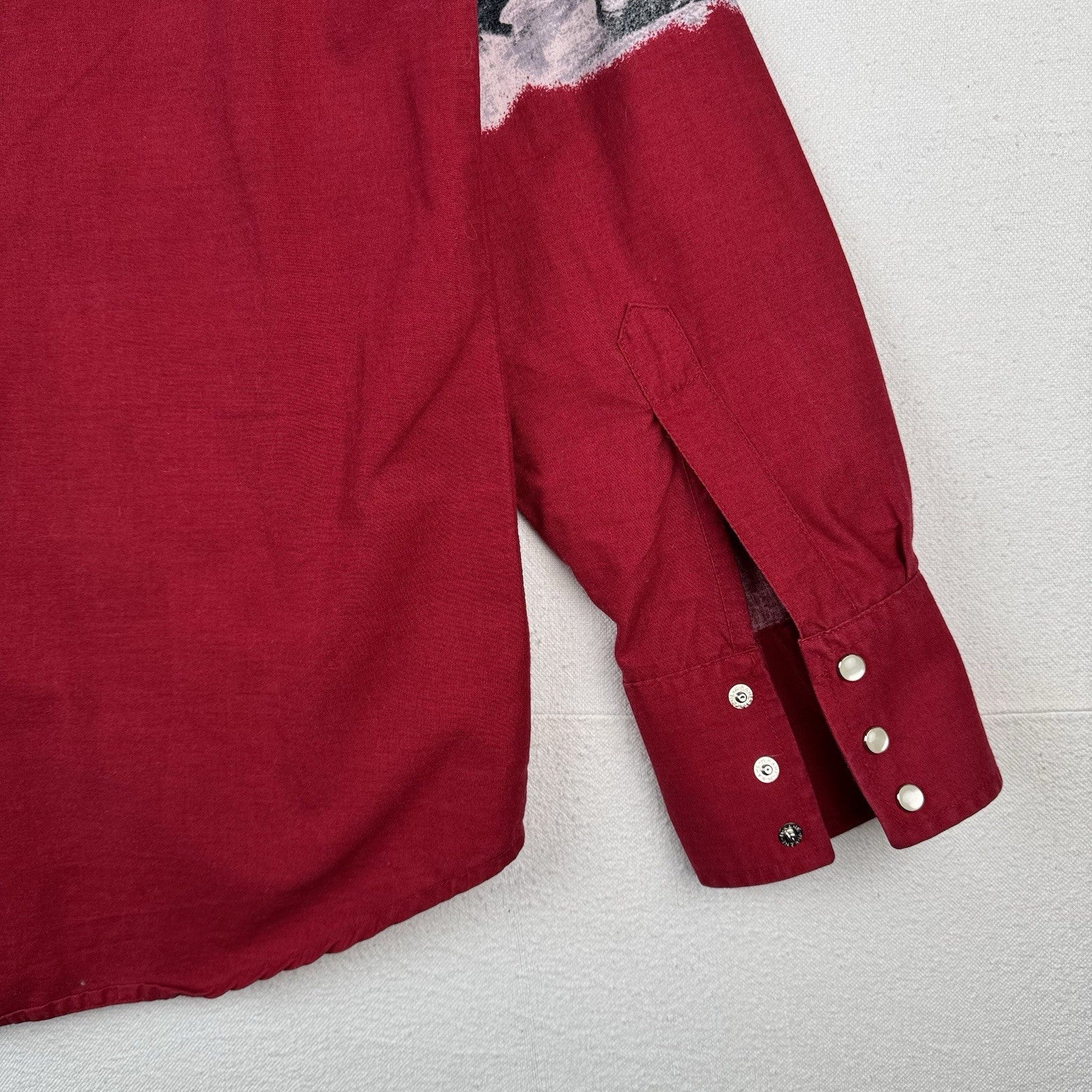 Vtg Wrangler Western Cowboy Print Graphic Pearl Snap Button Shirt Horses XL 46”