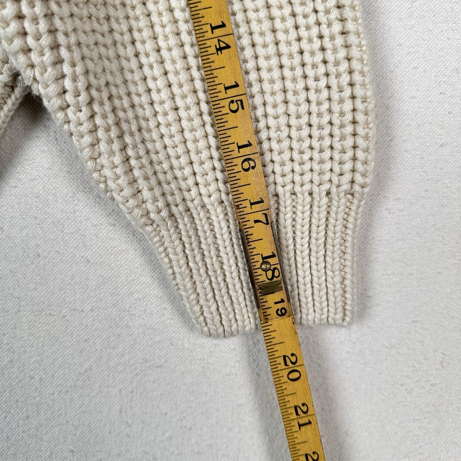 Mango Women’s XS Cropped Hooded Cable Knit Patchwork Sweater Cream Front Pocket
