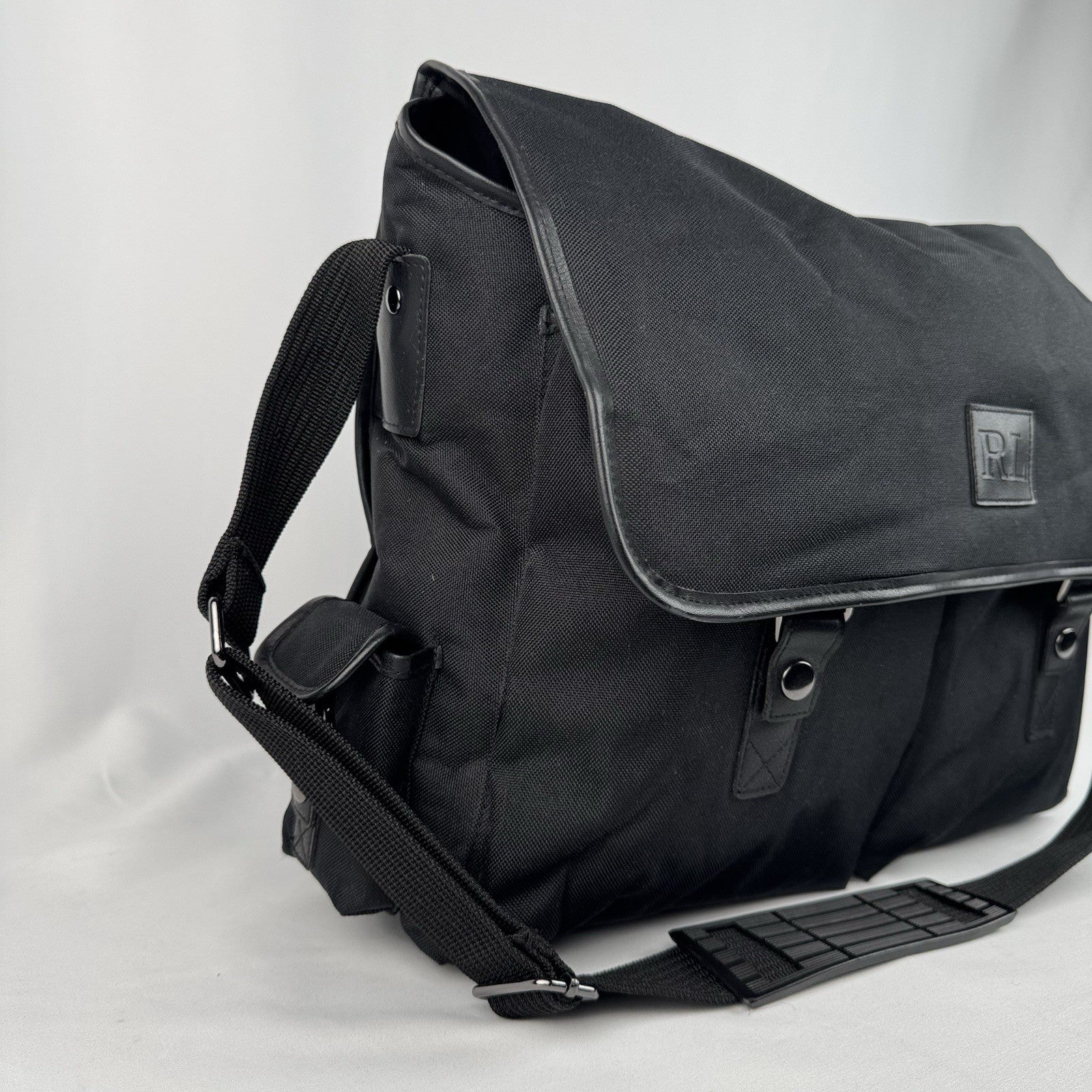 Ralph Lauren Large Canvas Satchel Commuter Travel Black Computer Bag 16”
