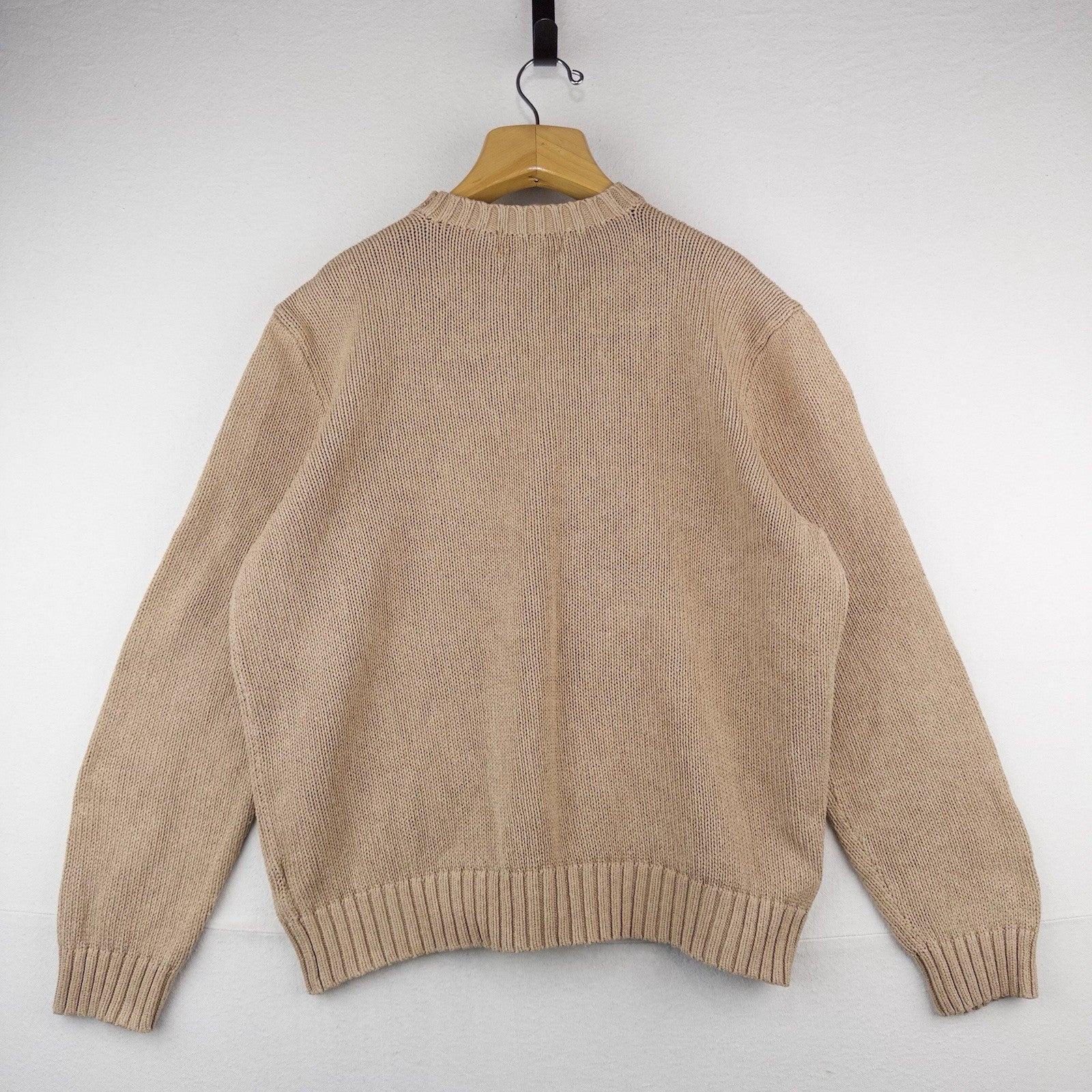 90’s Vintage Polo Ralph Lauren Knit Sweater Mens 2XL Camel Brown Cotton Crewneck