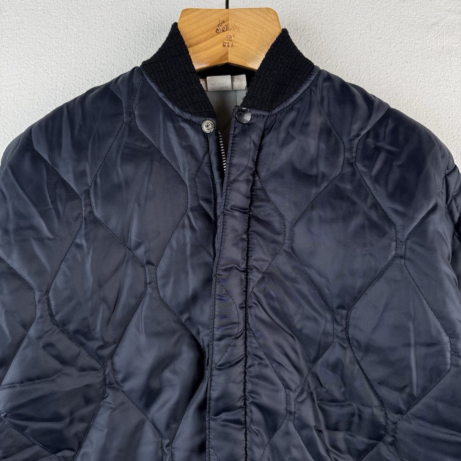 80’s Vtg Quilted Liner Jacket Blue Dacron Workwear Bomber Medium Made In USA