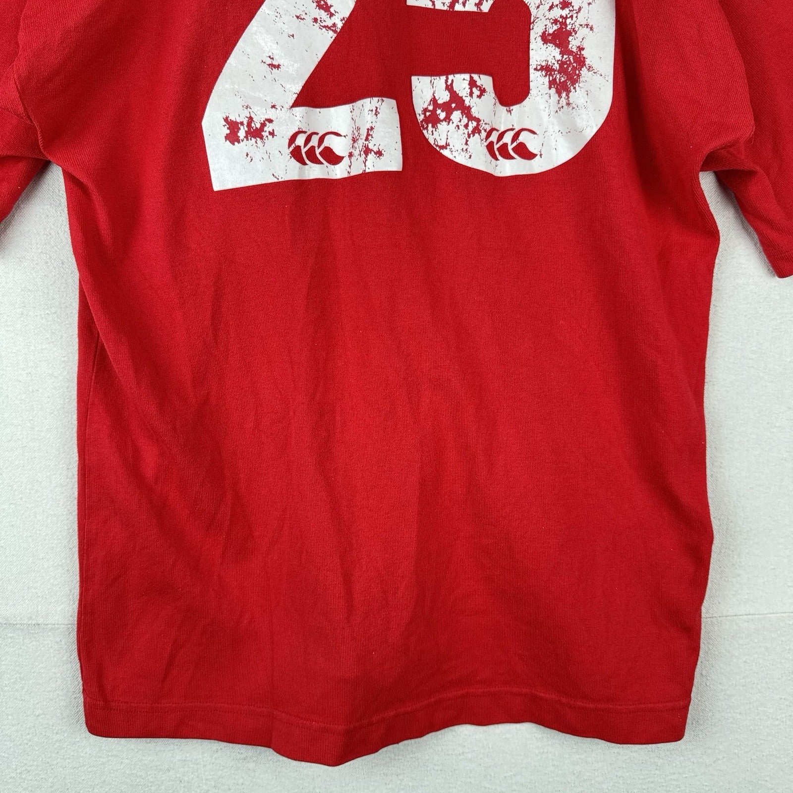 80’s Vtg Canterbury South Africa SAS Rugby Polo Shirt Red White Collar #25 Men L