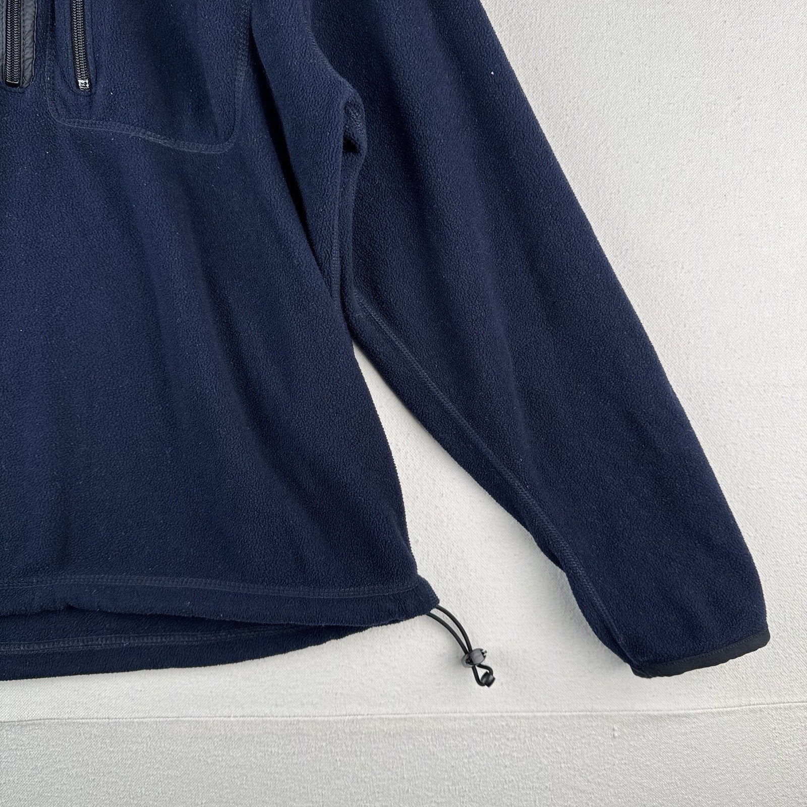 Vtg Polo Sport Ralph Lauren Small Blue Fleece Quarter Zip Cord Hem Pullover