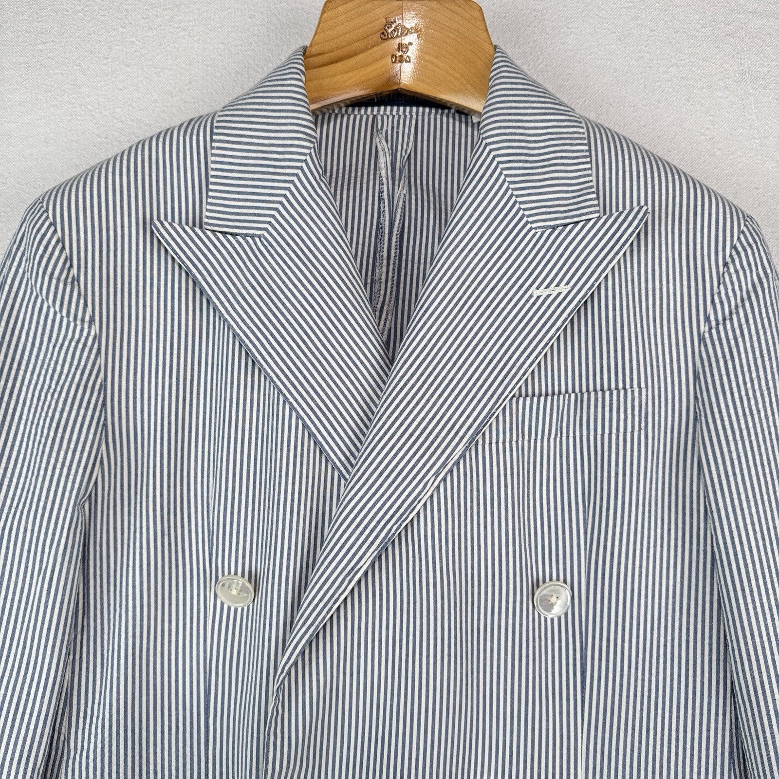 Vintage Polo Ralph Lauren Men’s 38R Double Breasted Seersucker Soft Blazer