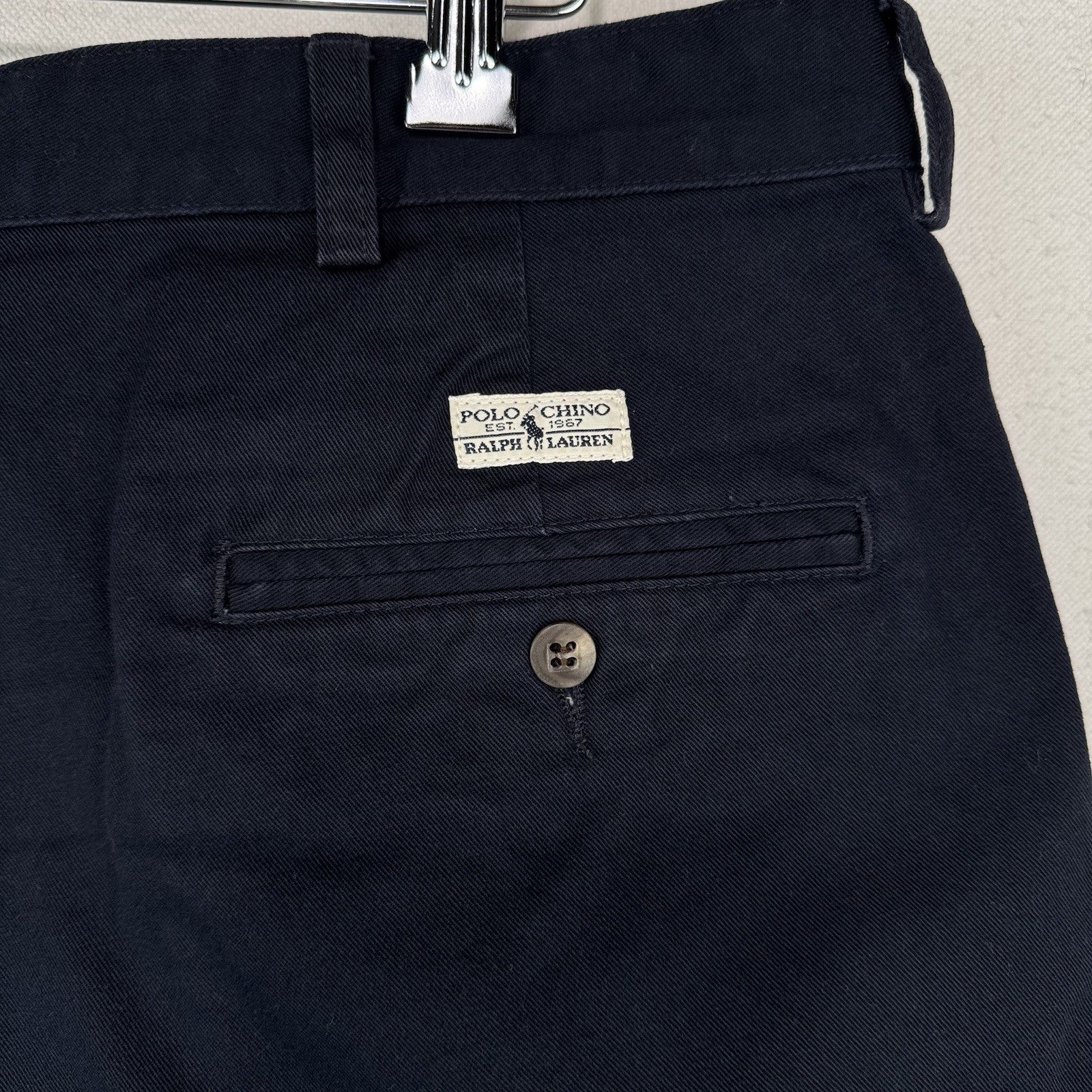 90’s Vtg Polo Ralph Lauren Men’s 36x5.5 Chino Shorts Blue Pleated *Read