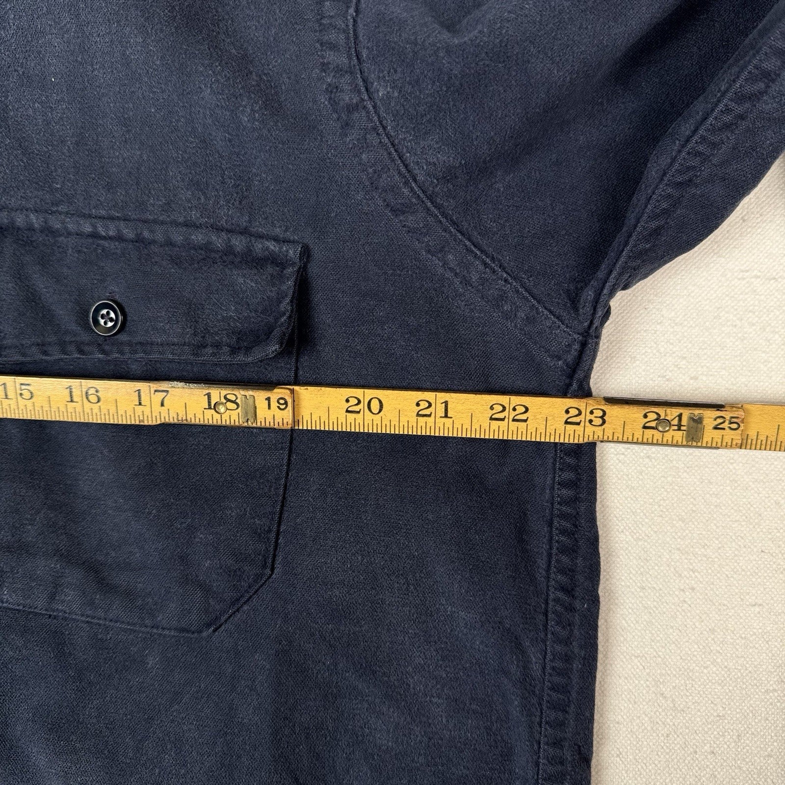 Vintage 90s LL Bean Mens XL 16.5 Blue Chamois Flannel Thick Guide Shirt Made USA